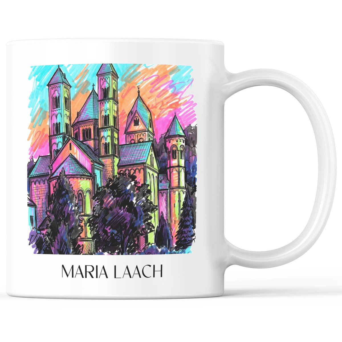 Maria Laach Kaffeebecher - Eifel - Deutschland Becher - Kaffeetasse im Tag Graffiti Stil - favplace