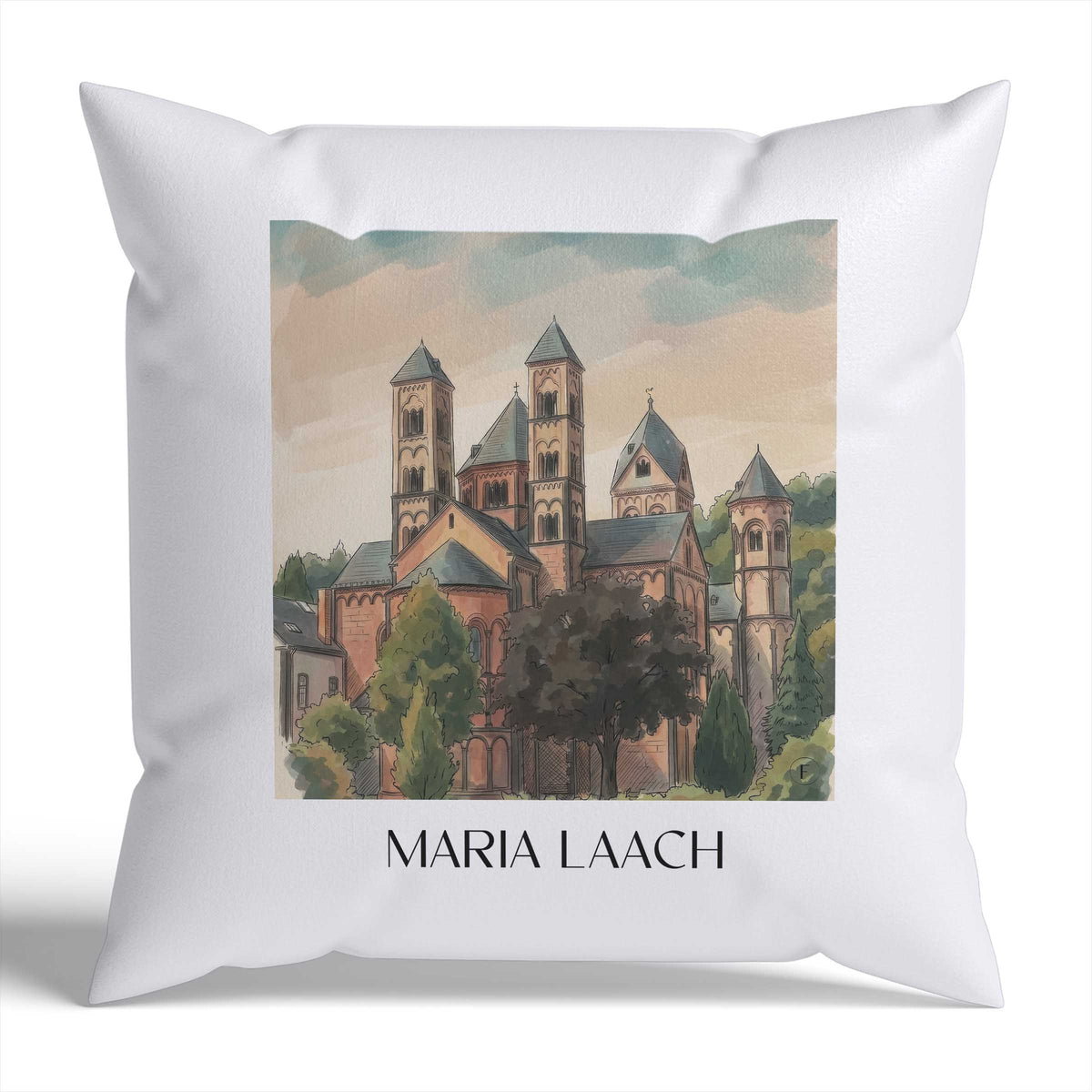 Maria Laach Kissenhülle - Zierkissen Bezug - Eifel - Deutschland Kissen bzw. Kissenbezug im Aquarell Stil - favplace