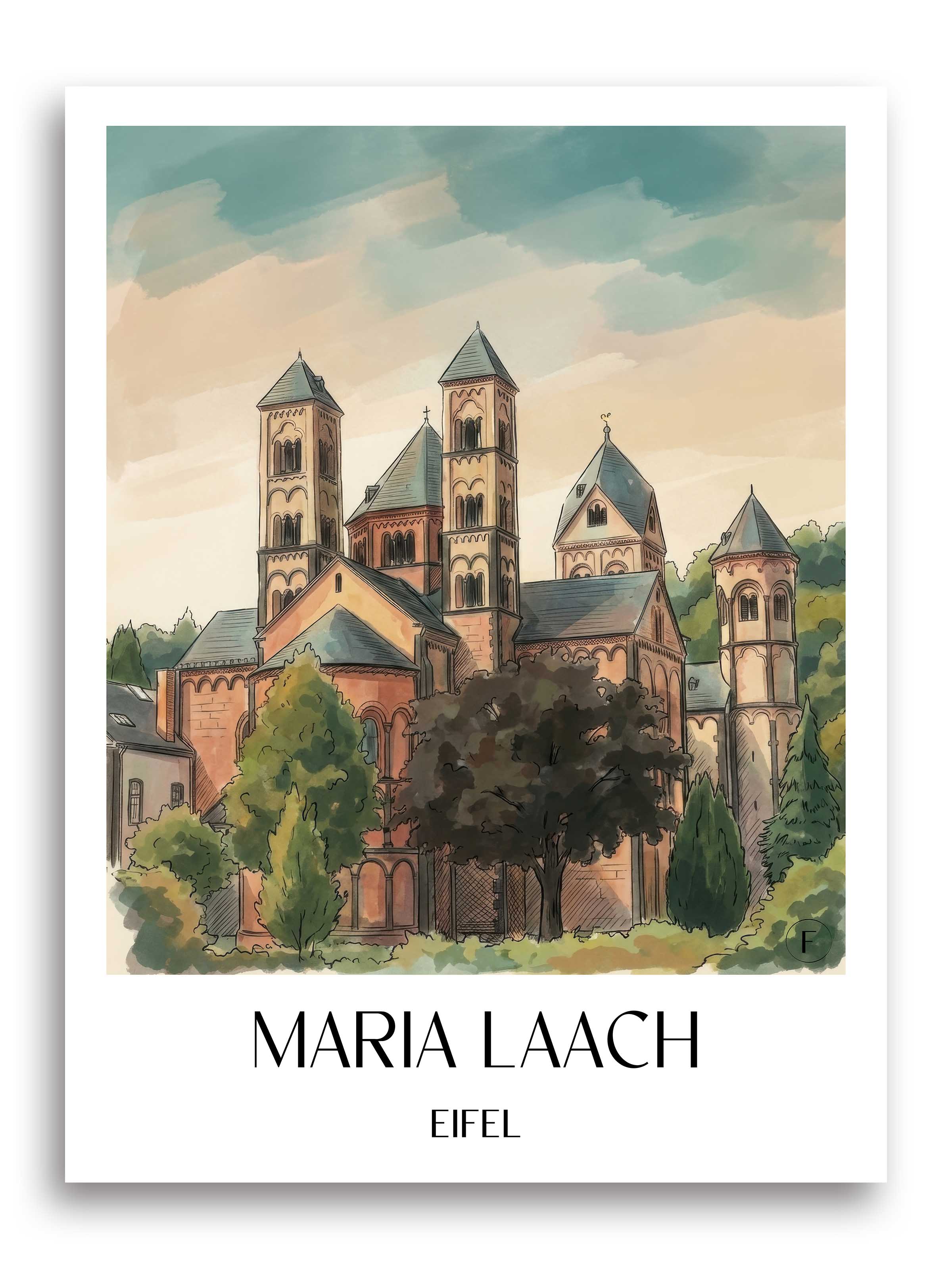 maria-laach-eifel-deutschland-poster-aquarell