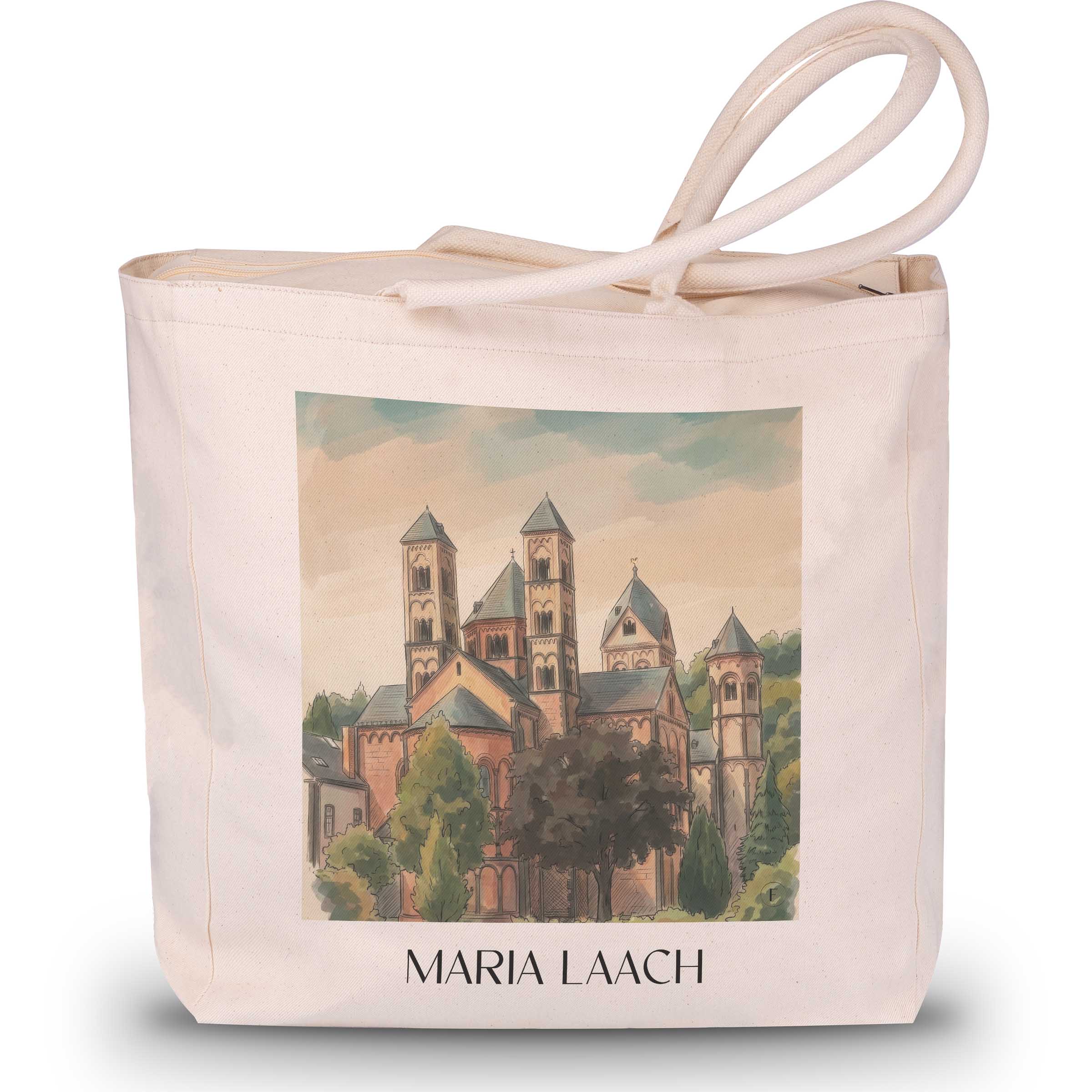 Maria Laach Shopping Tasche - Eifel - Deutschland Tote Bag - Einkaufstasche im Aquarell Stil - favplace