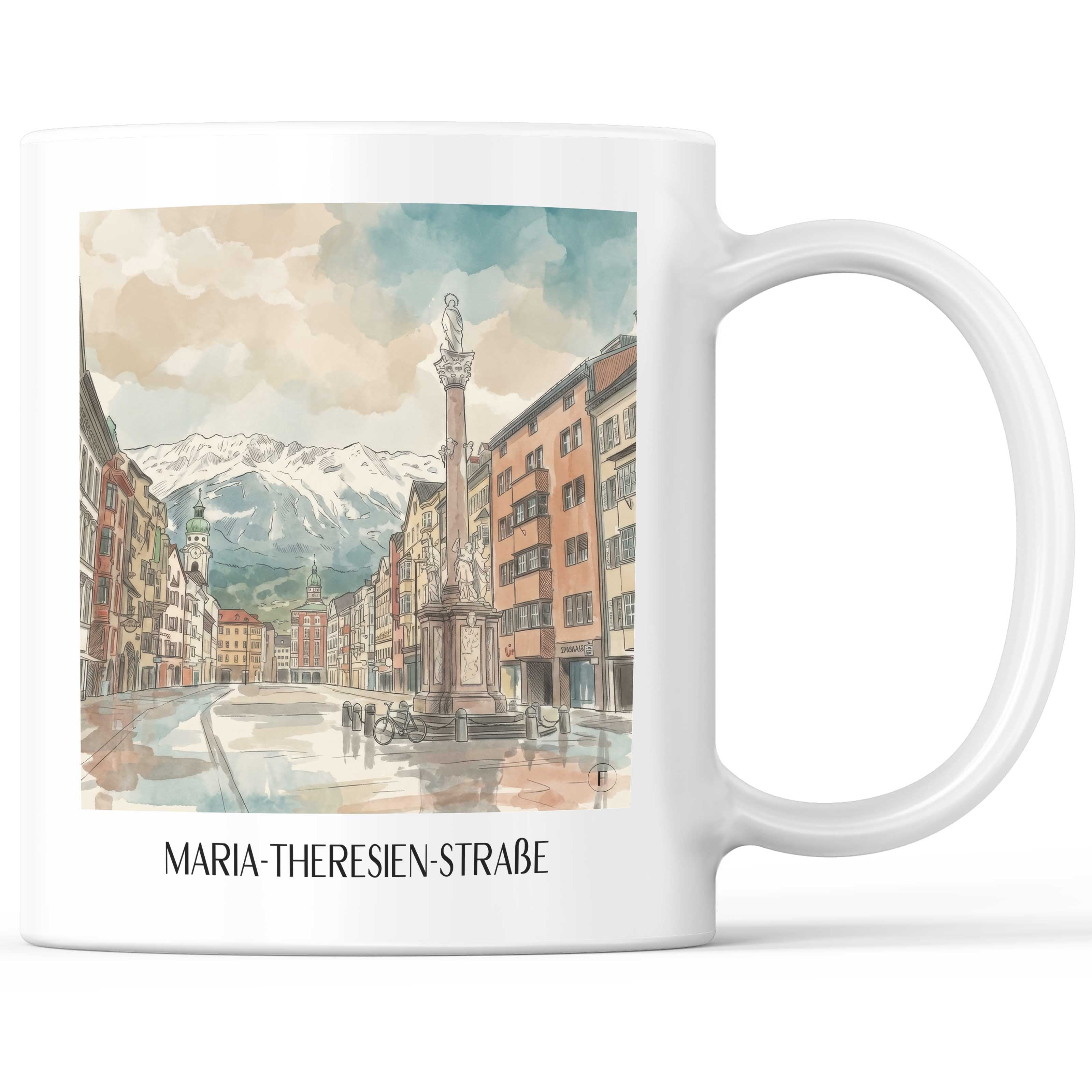 Maria-Theresien-Straße Kaffeebecher - Innsbruck - Österreich Becher - Kaffeetasse im Aquarell Stil - favplace