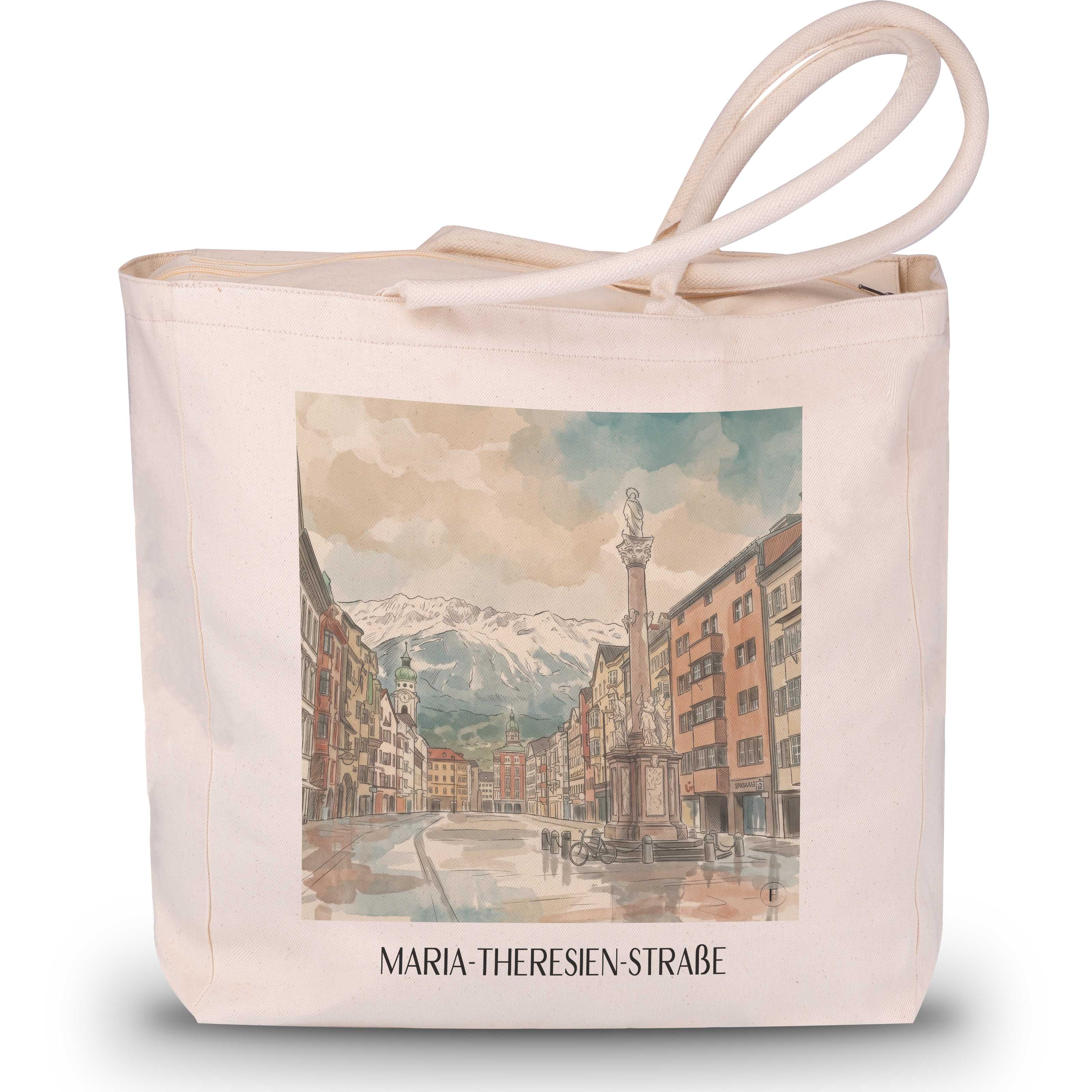 Maria-Theresien-Straße Shopping Tasche - Innsbruck - Österreich Tote Bag - Einkaufstasche im Aquarell Stil - favplace