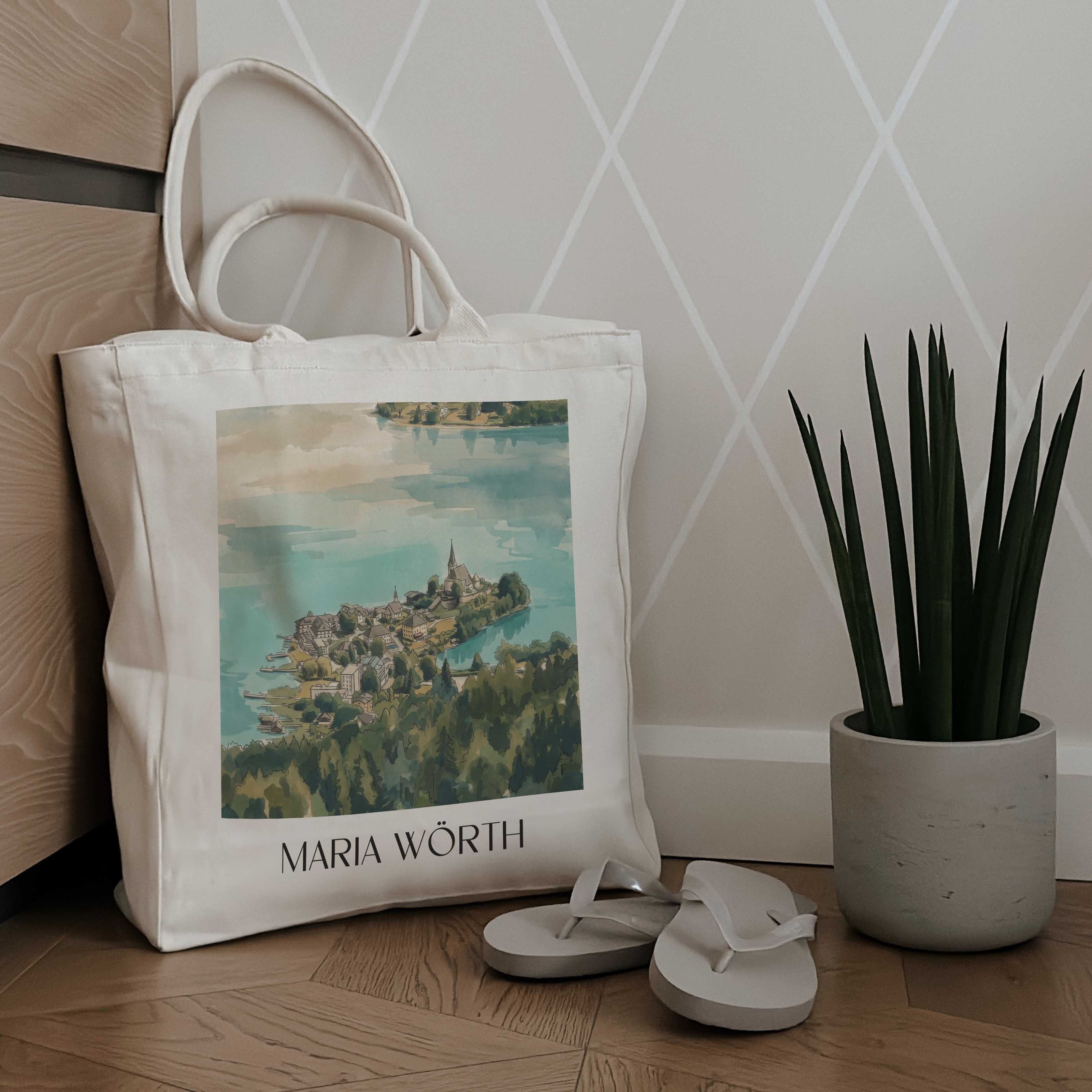 maria-wörth--österreich-österreich-und-österreich-einkaufstasche-aquarell