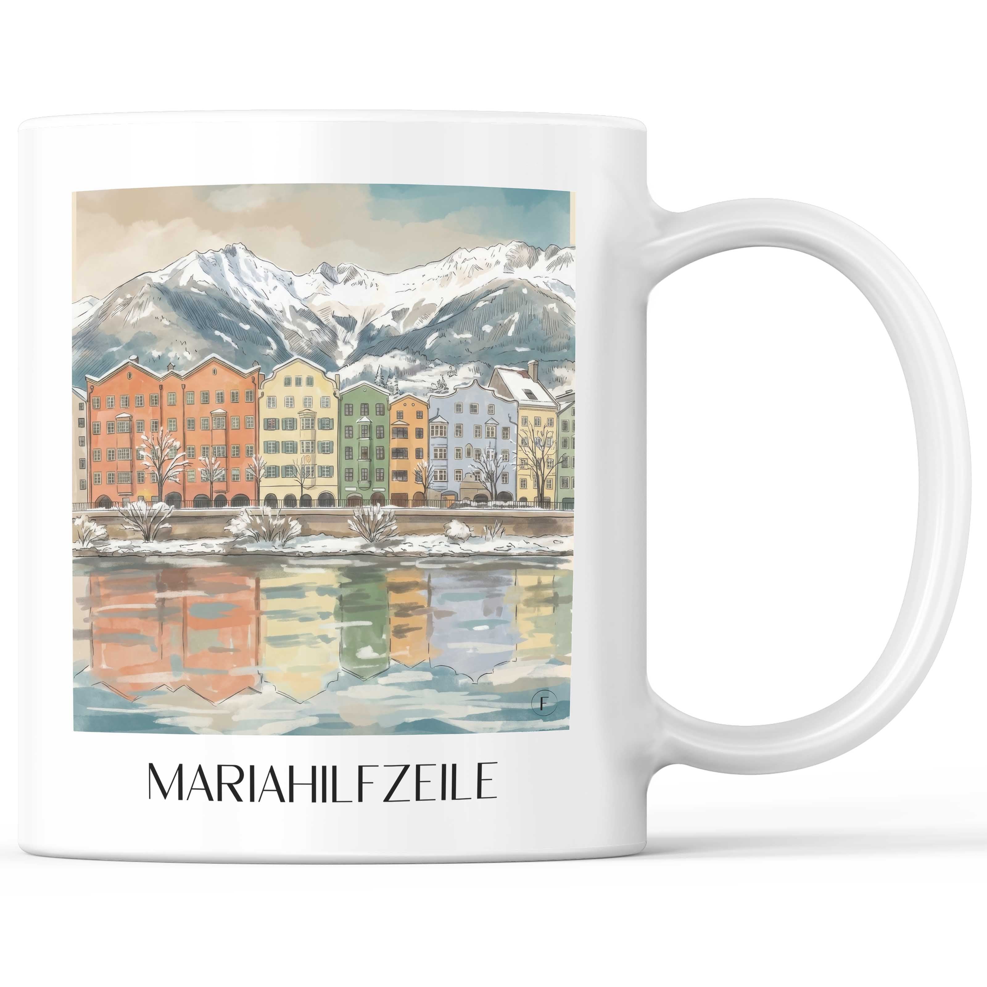 Mariahilfzeile Kaffeebecher - Innsbruck - Österreich Becher - Kaffeetasse im Aquarell Stil - favplace