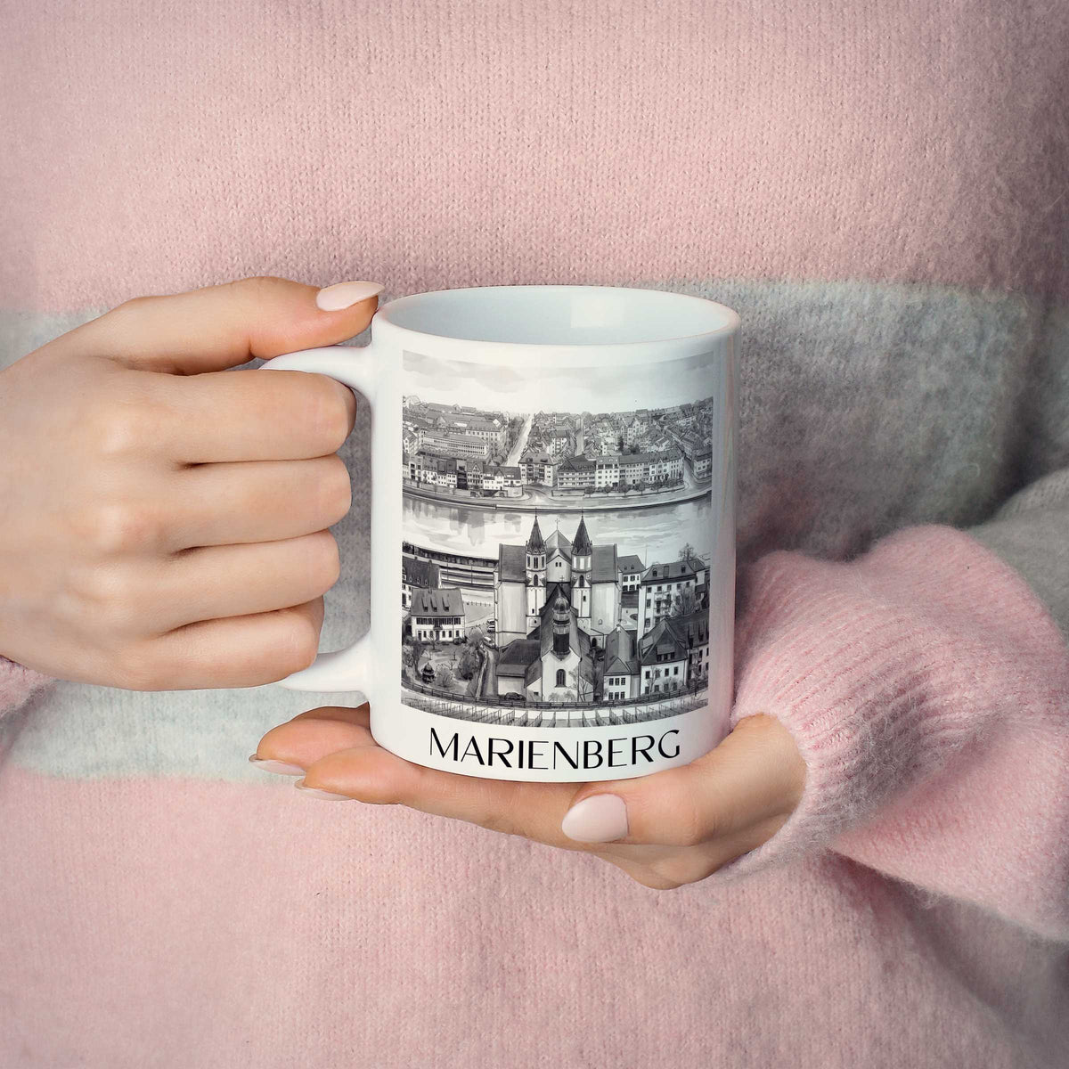 marienberg-würzburg-deutschland-kaffeebecher-aquarell-schwarz-weiss
