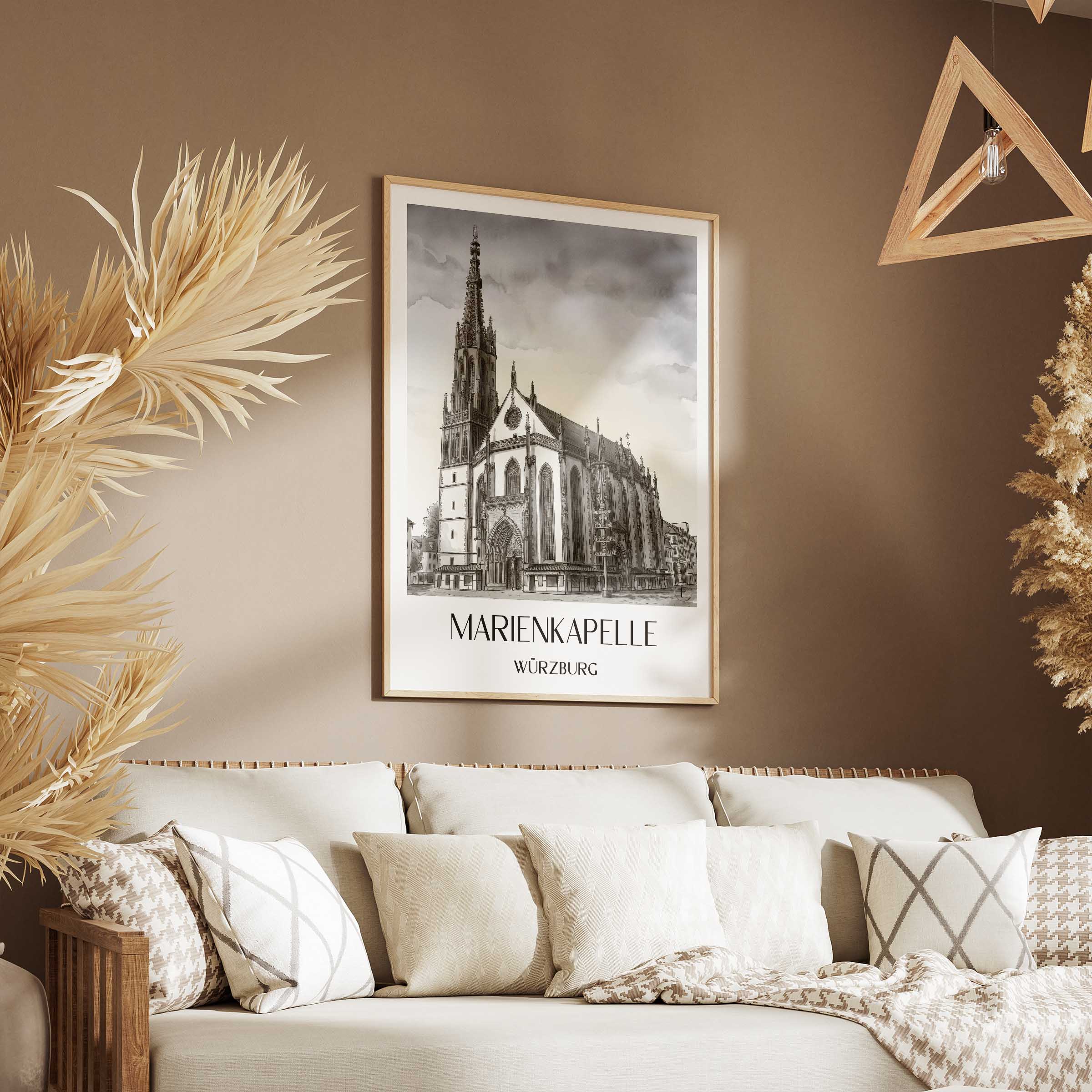 marienkapelle-würzburg-deutschland-poster-aquarell-schwarz-weiss