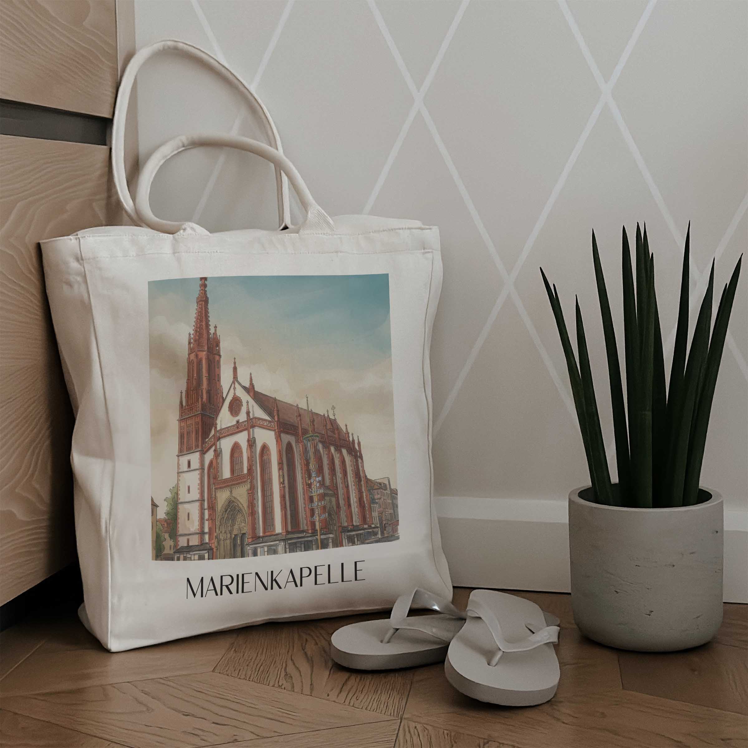 marienkapelle-würzburg-deutschland-einkaufstasche-aquarell
