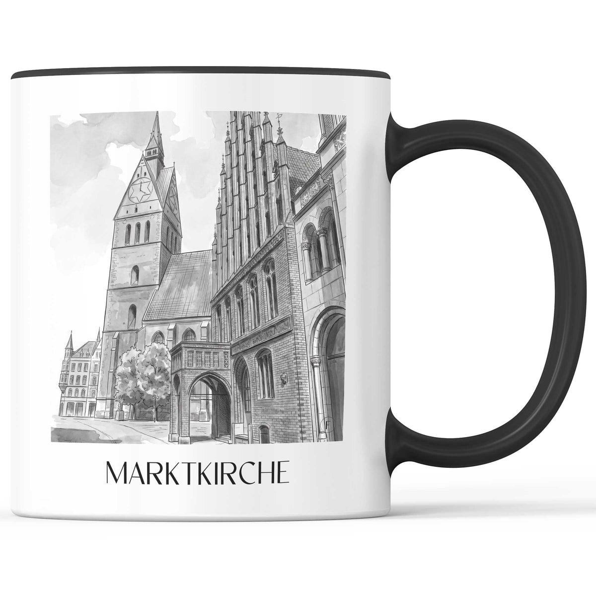 marktkirche-hannover-deutschland-kaffeebecher-aquarell-schwarz-weiss