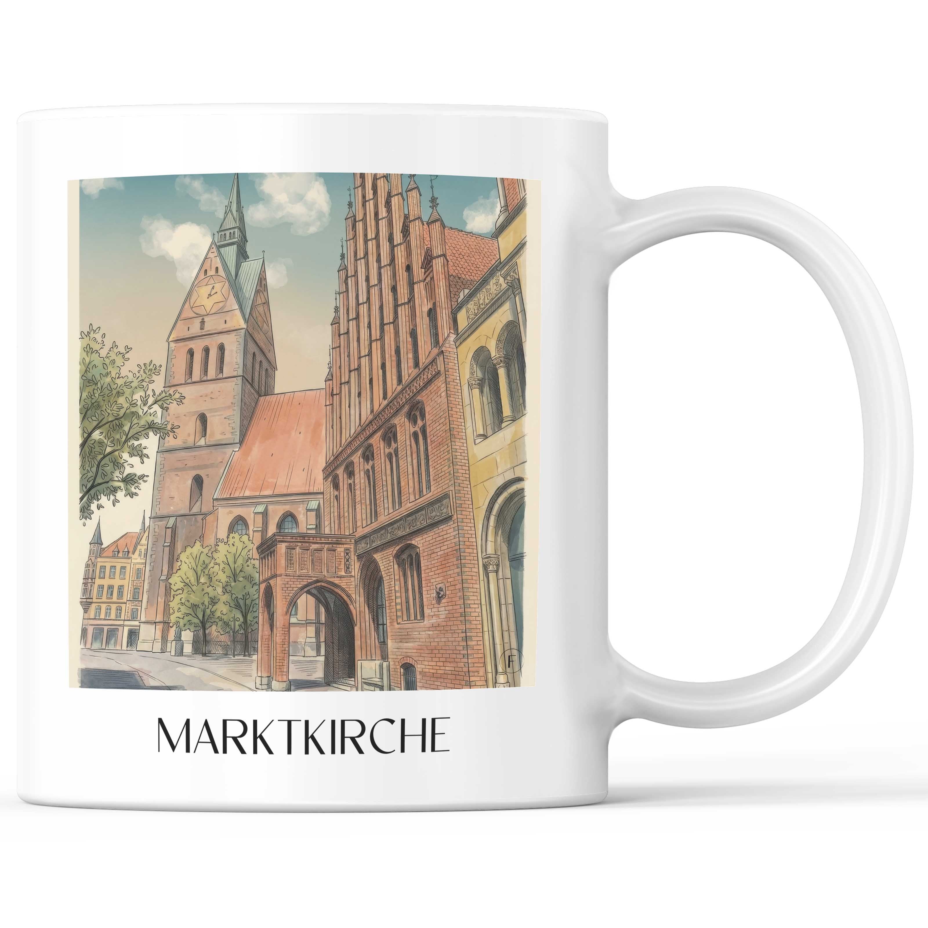 Marktkirche Kaffeebecher - Hannover - Deutschland Becher - Kaffeetasse im Aquarell Stil - favplace