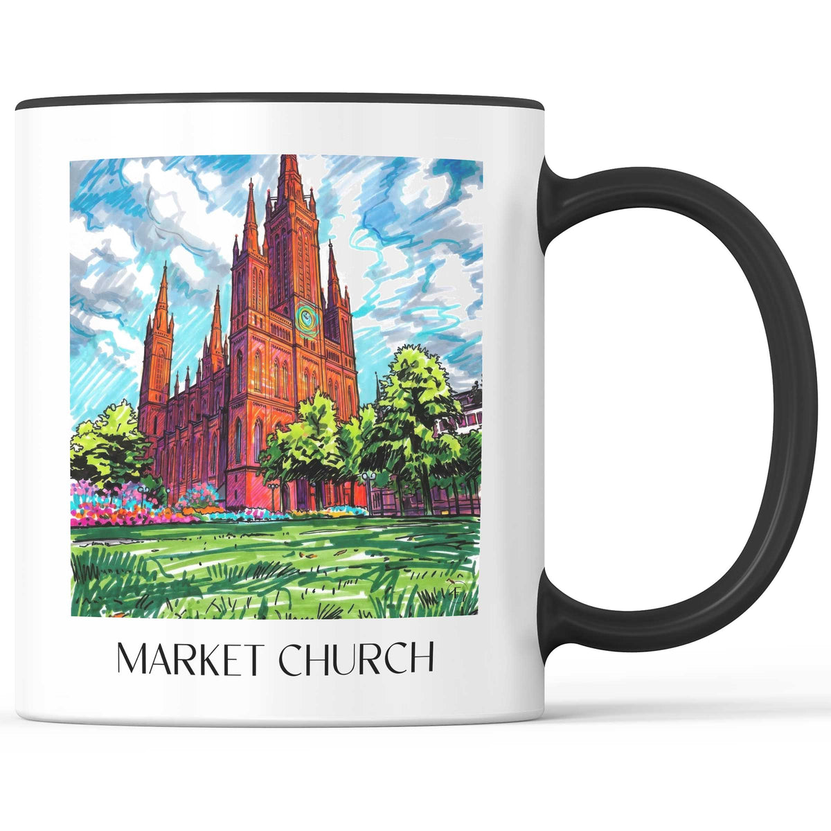 Marktkirche Kaffeebecher - Wiesbaden - Deutschland Becher - Kaffeetasse im Tag Graffiti Stil - favplace