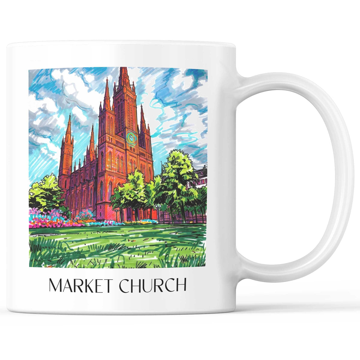 Marktkirche Kaffeebecher - Wiesbaden - Deutschland Becher - Kaffeetasse im Tag Graffiti Stil - favplace