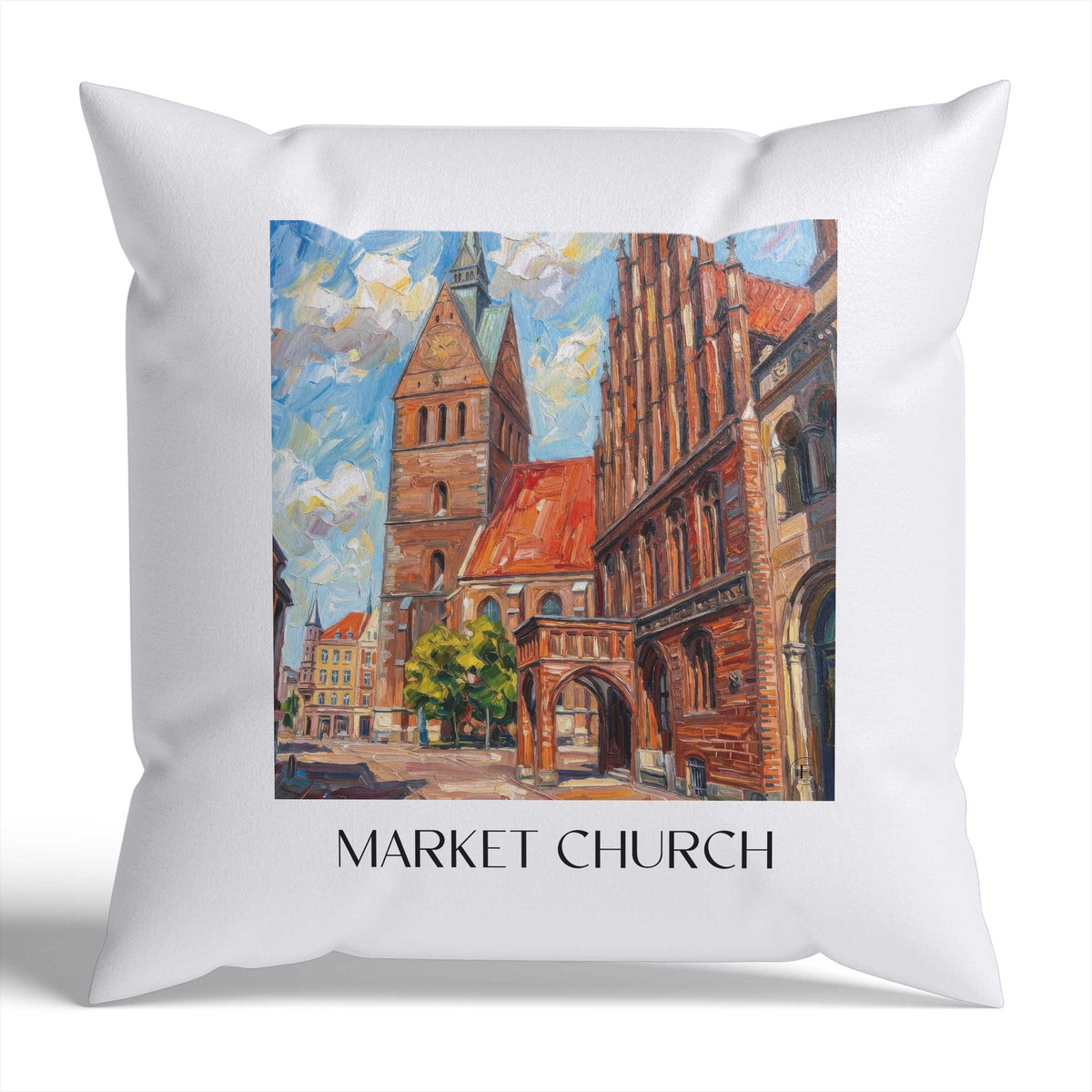 Marktkirche Kissenhülle - Zierkissen Bezug - Hannover - Deutschland Kissen bzw. Kissenbezug im Ölgemälde Stil - favplace