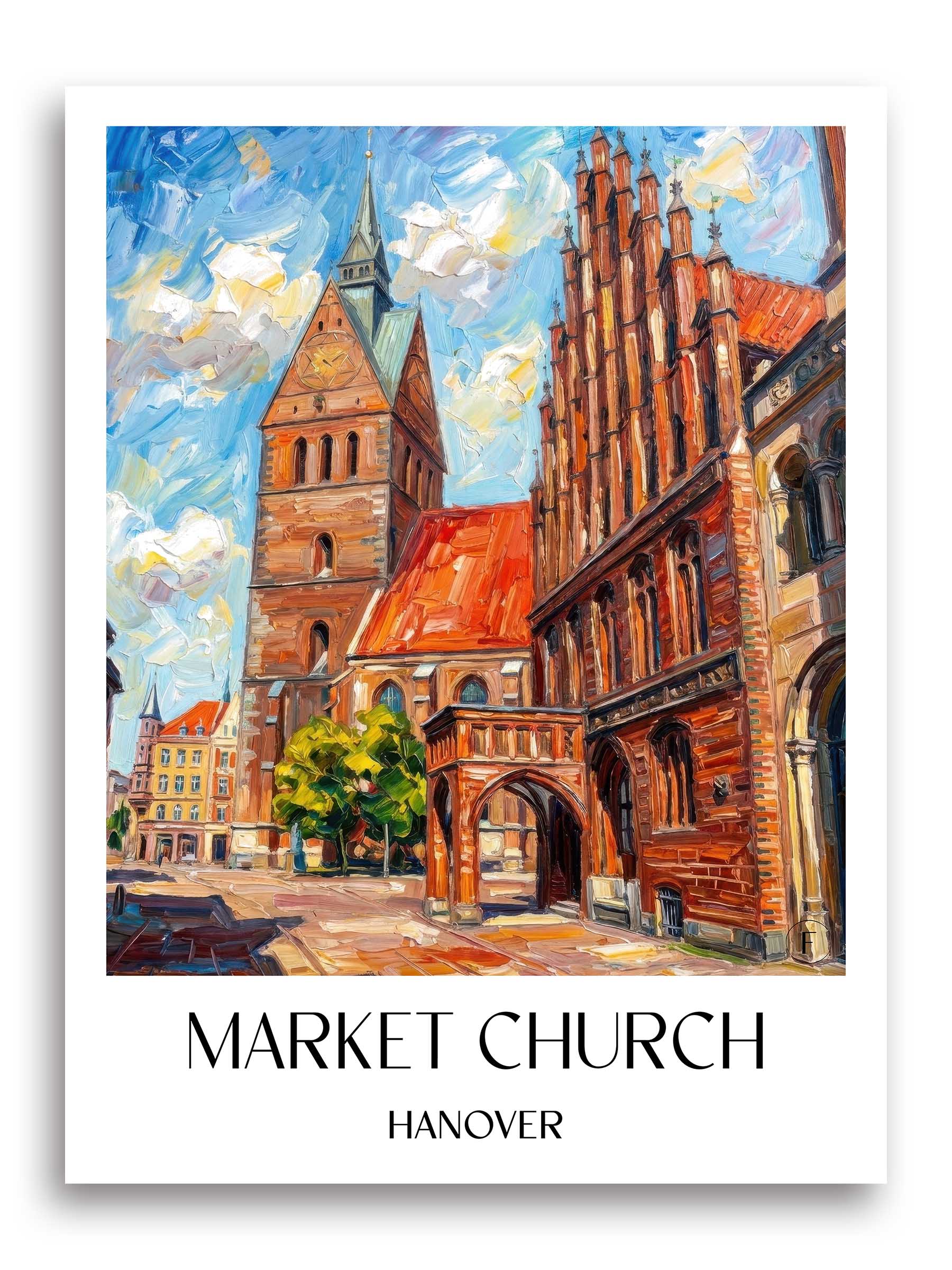 Marktkirche Poster - Hannover - Deutschland Kunstdruck - Ölgemälde von A4 bis A1 - favplace