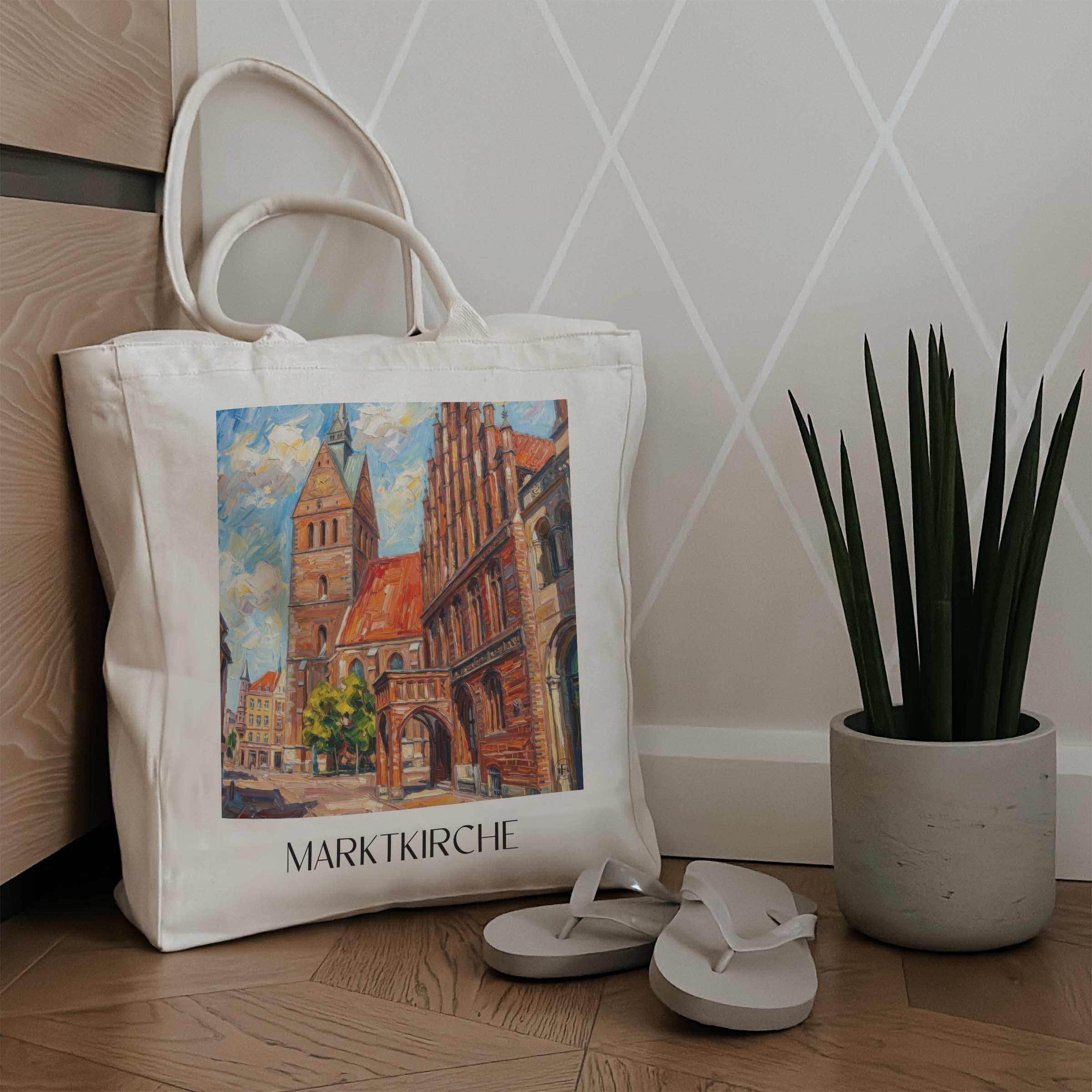 marktkirche-hannover-deutschland-einkaufstasche-oil-painting-oelgemaelde
