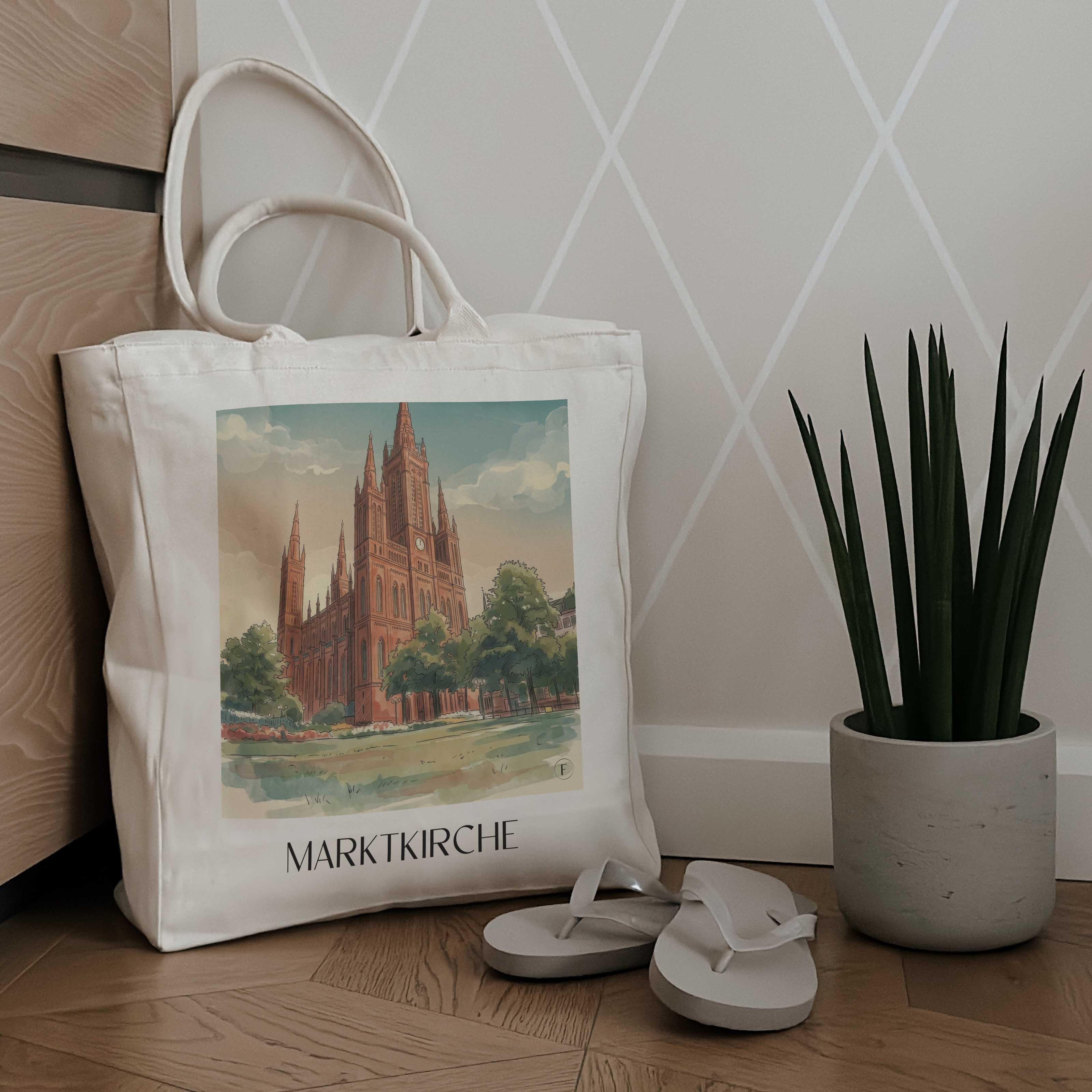 marktkirche-wiesbaden-deutschland-einkaufstasche-aquarell
