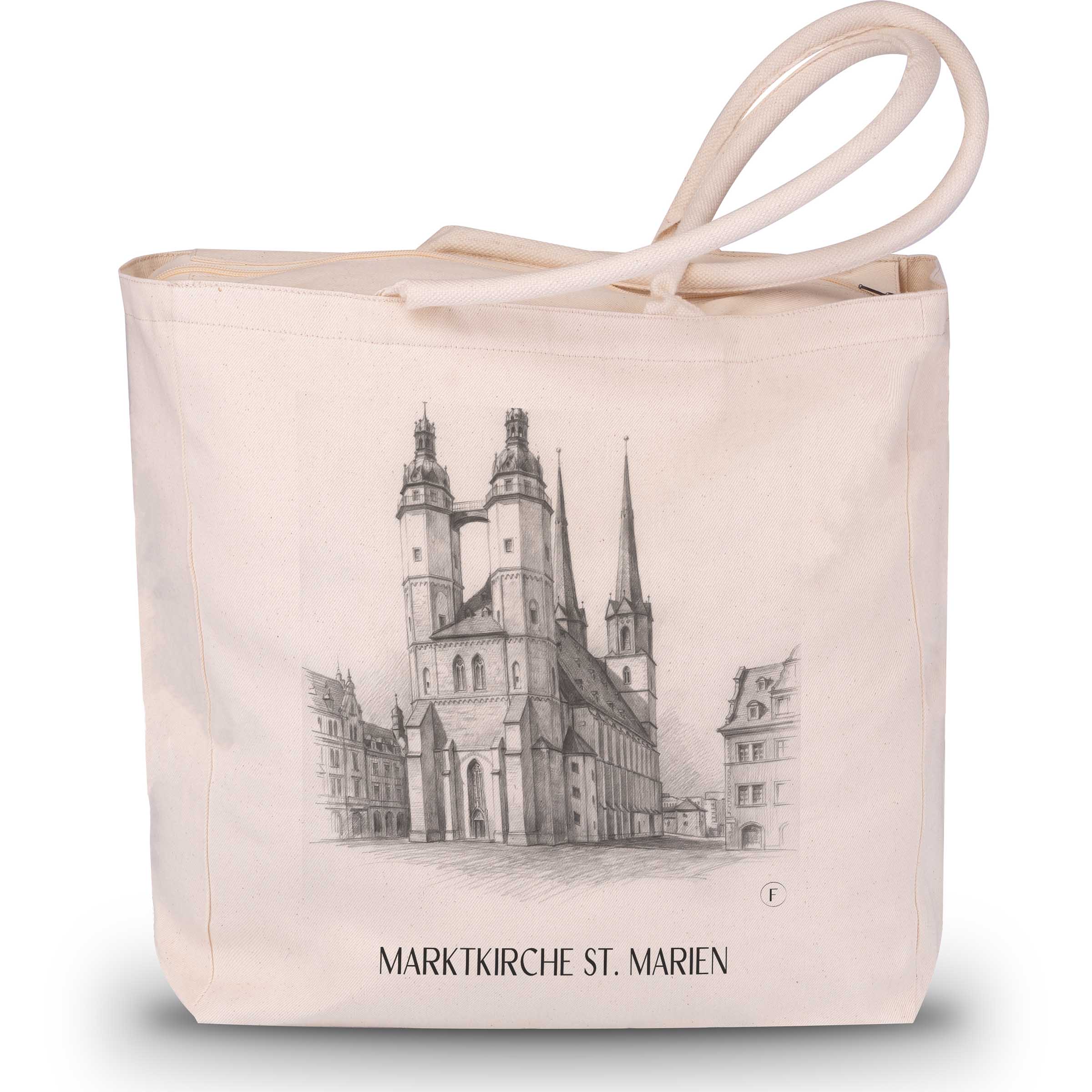 marktkirche-st.-marien-halle-deutschland-einkaufstasche-bleistift-zeichnung-drawing