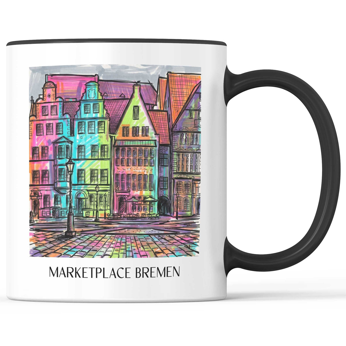 Marktplatz Kaffeebecher - Bremen - Deutschland Becher - Kaffeetasse im Tag Graffiti Stil - favplace