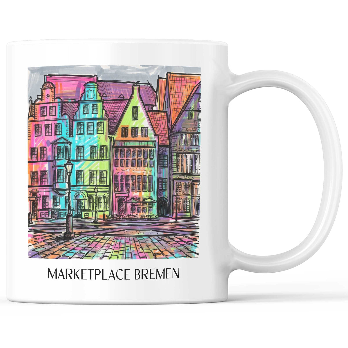 Marktplatz Kaffeebecher - Bremen - Deutschland Becher - Kaffeetasse im Tag Graffiti Stil - favplace