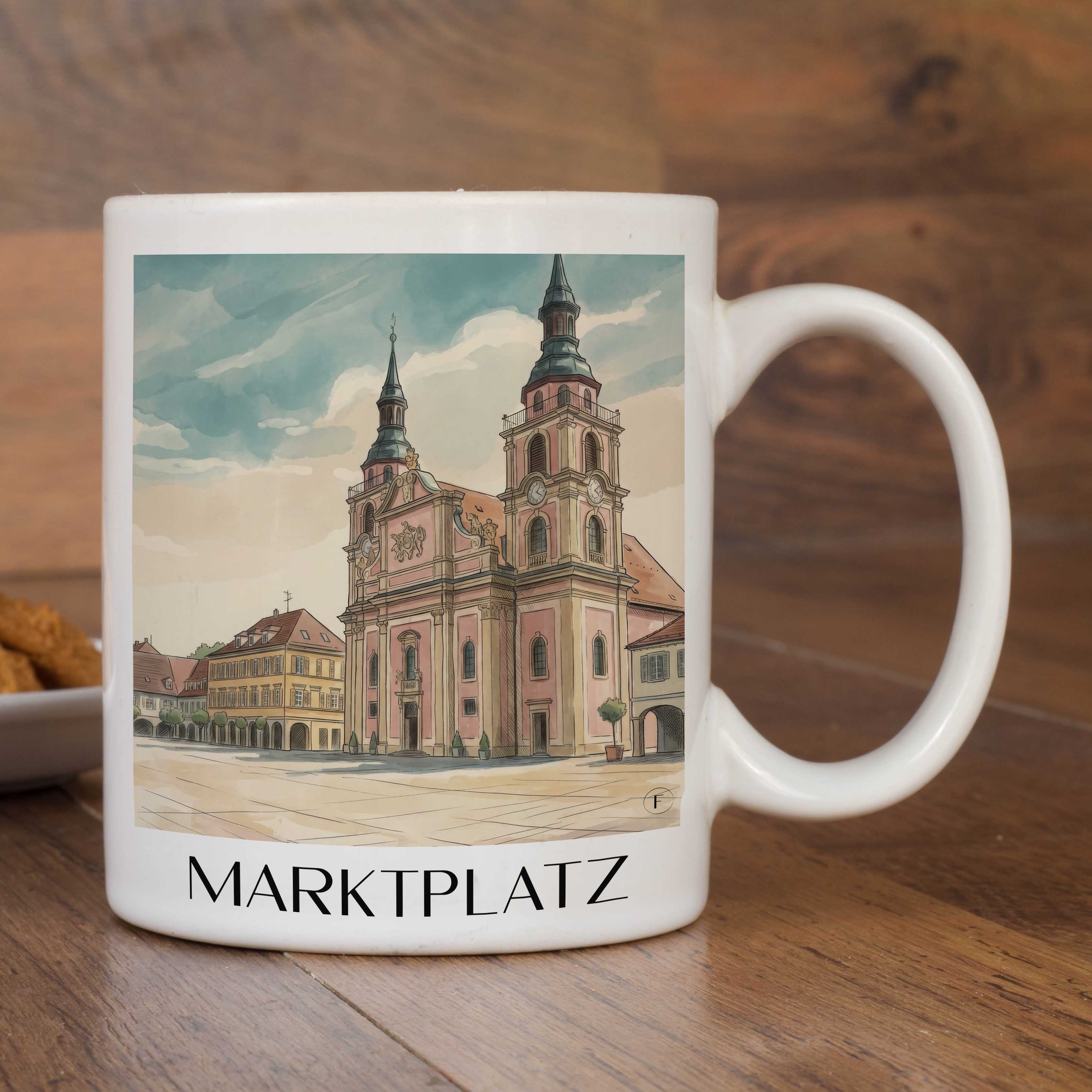 marktplatz-ludwigsburg-deutschland-kaffeebecher-aquarell