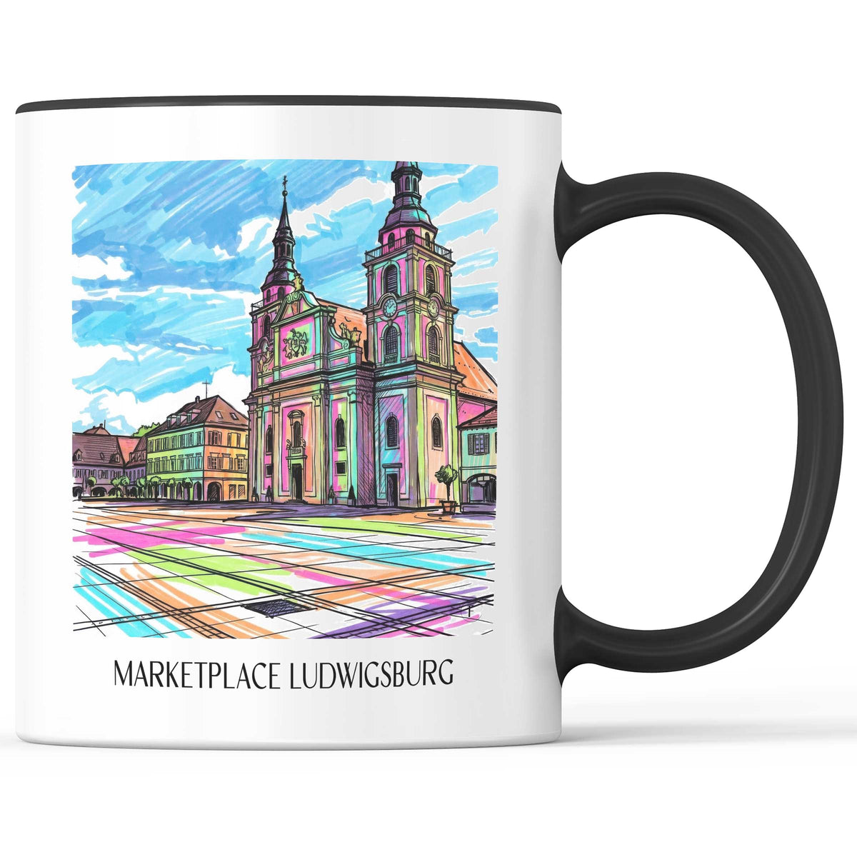 Marktplatz Kaffeebecher - Ludwigsburg - Deutschland Becher - Kaffeetasse im Tag Graffiti Stil - favplace