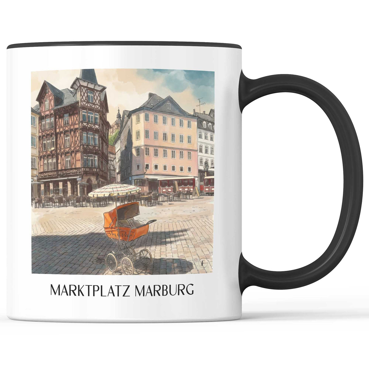 marktplatz-marburg-deutschland-kaffeebecher-aquarell
