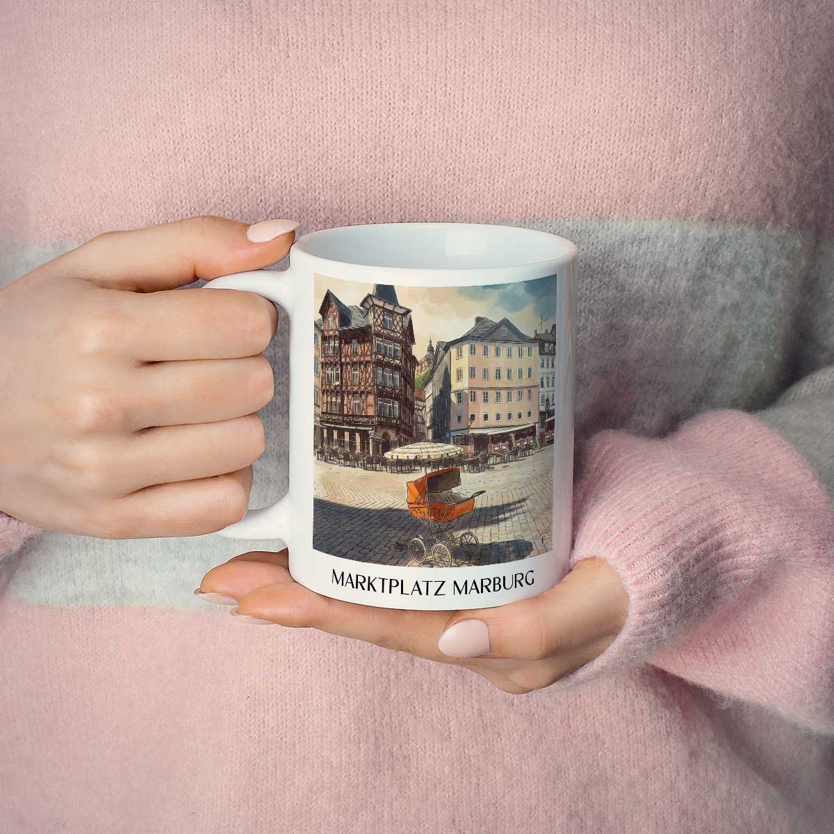 marktplatz-marburg-deutschland-kaffeebecher-aquarell
