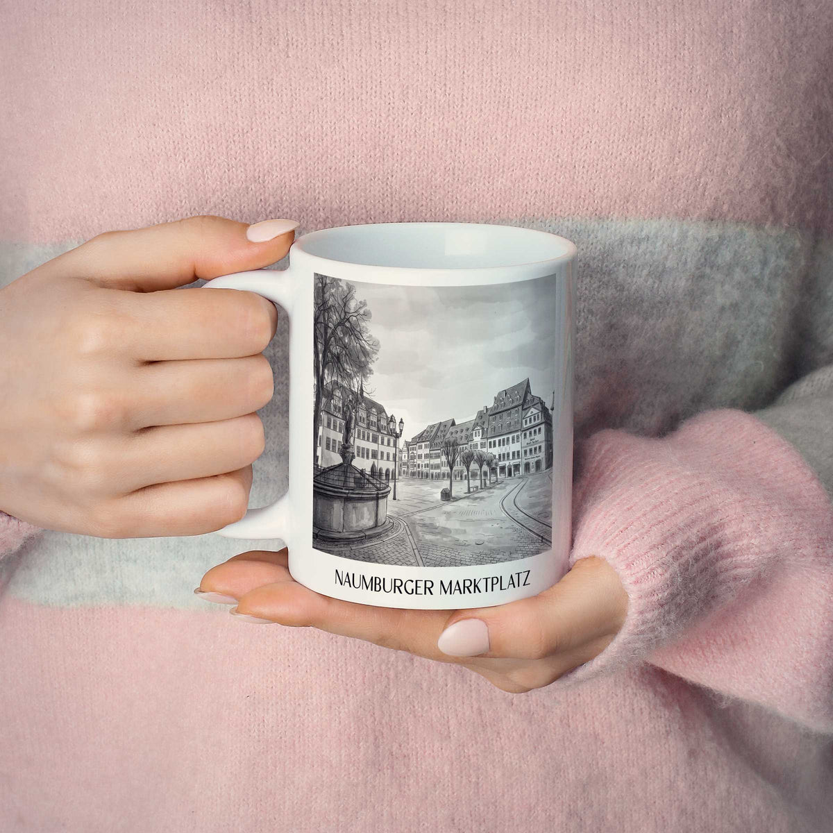 marktplatz-naumburg-deutschland-kaffeebecher-aquarell-schwarz-weiss