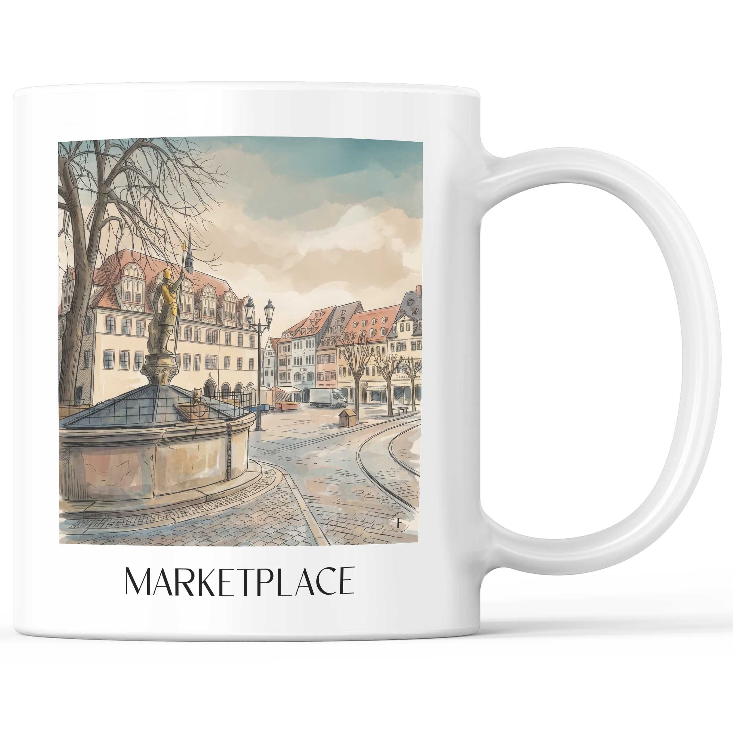 Marktplatz Kaffeebecher - Naumburg - Deutschland Becher - Kaffeetasse im Aquarell Stil - favplace