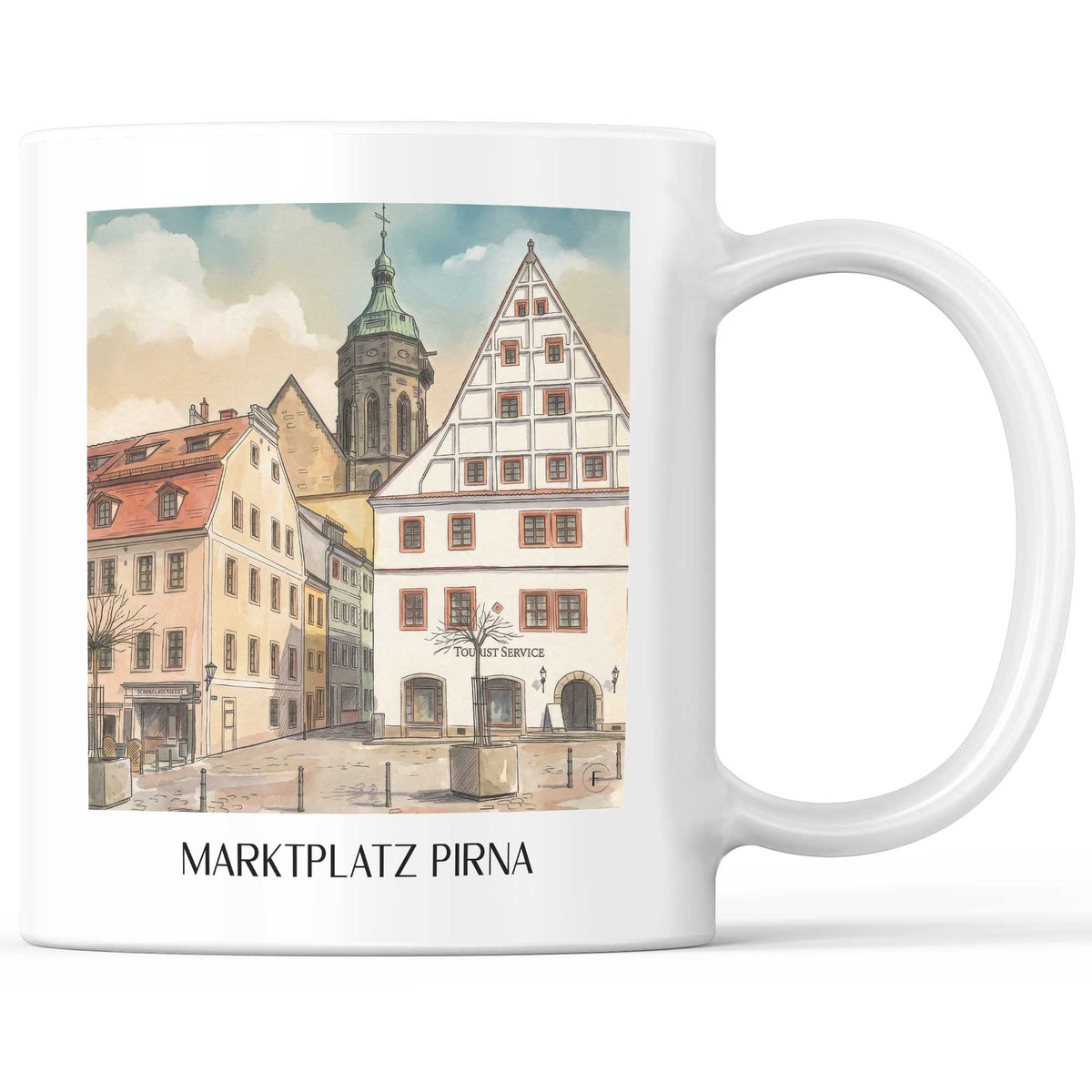 Marktplatz Kaffeebecher - Pirna - Deutschland Becher - Kaffeetasse im Aquarell Stil - favplace