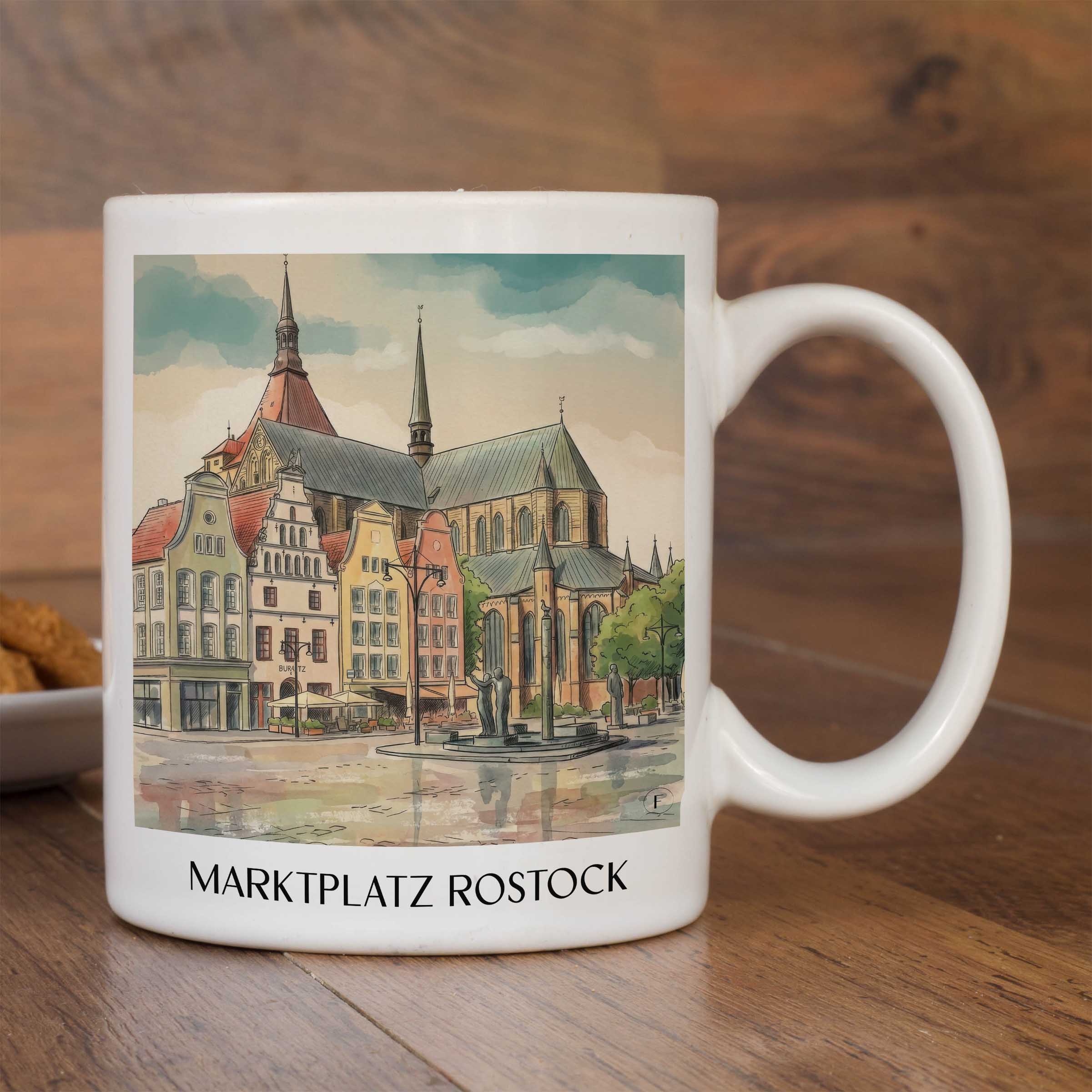 marktplatz-rostock-deutschland-kaffeebecher-aquarell