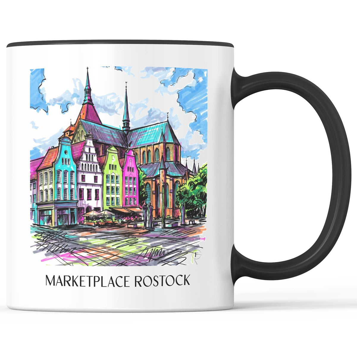 Marktplatz Kaffeebecher - Rostock - Deutschland Becher - Kaffeetasse im Tag Graffiti Stil - favplace