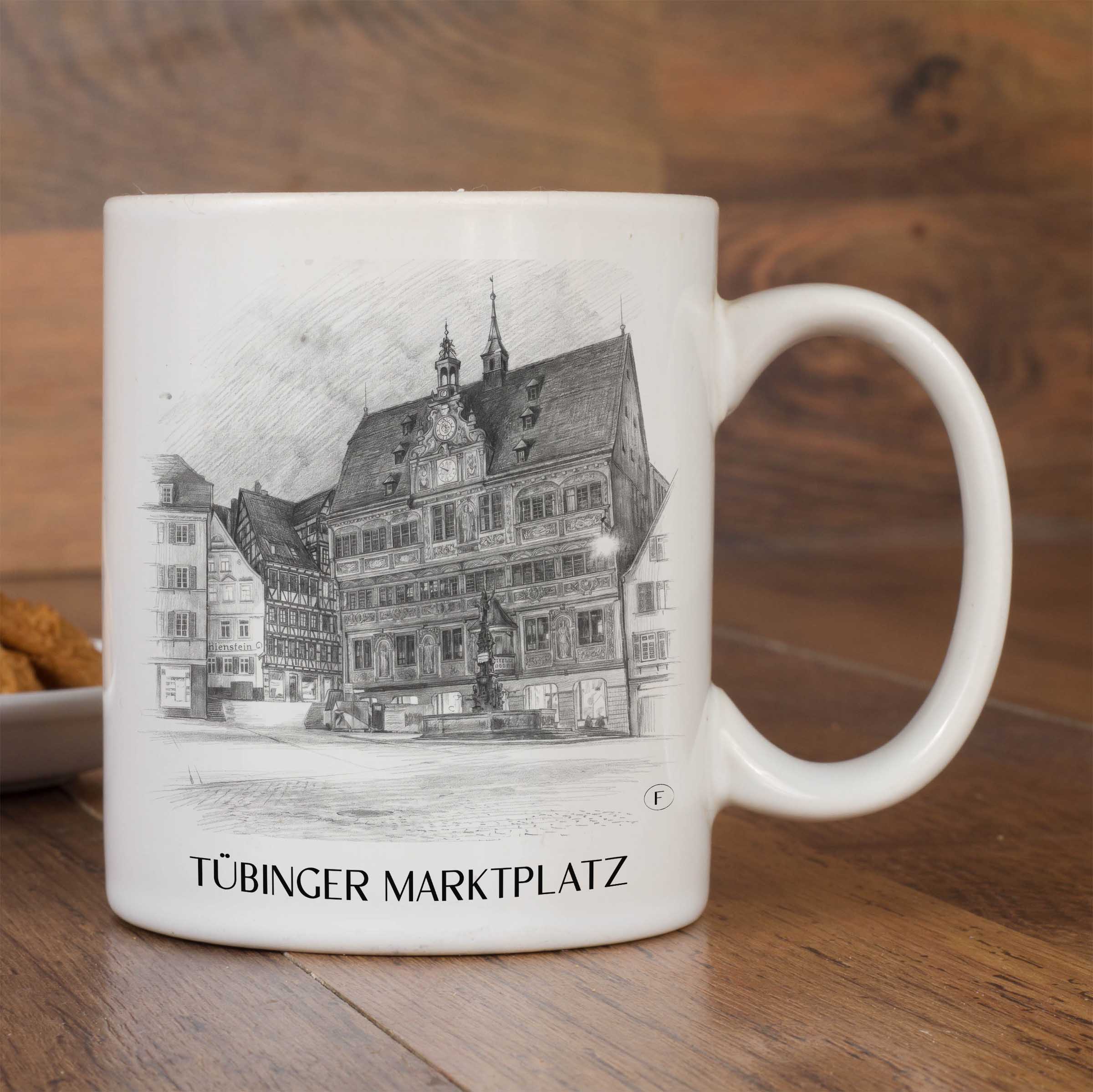 marktplatz-tübingen-deutschland-kaffeebecher-bleistift-zeichnung-drawing