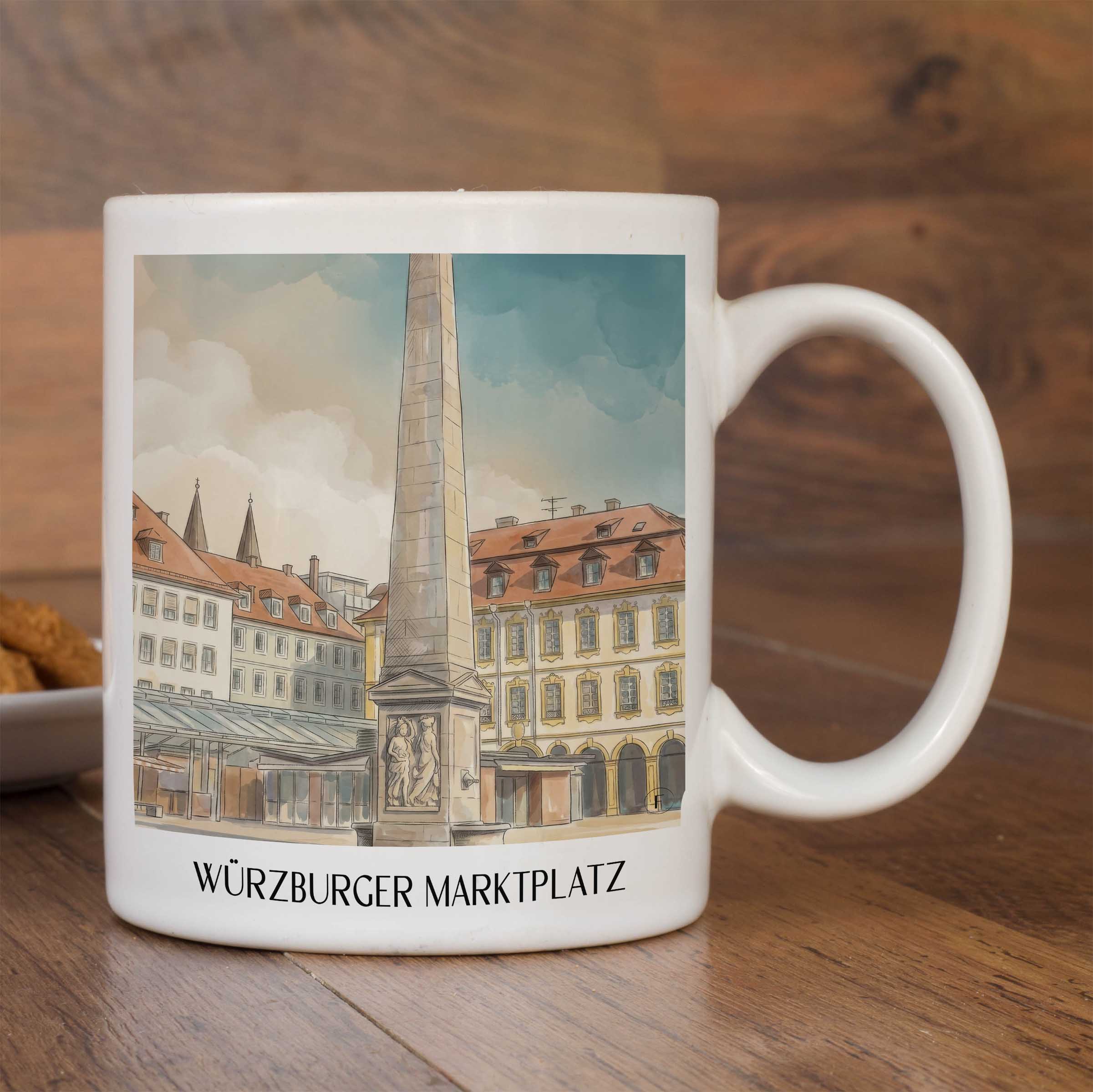 marktplatz-würzburg-deutschland-kaffeebecher-aquarell