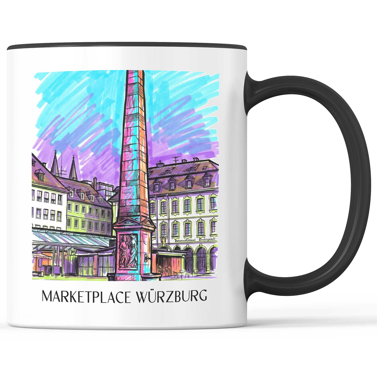 Marktplatz Kaffeebecher - Würzburg - Deutschland Becher - Kaffeetasse im Tag Graffiti Stil - favplace