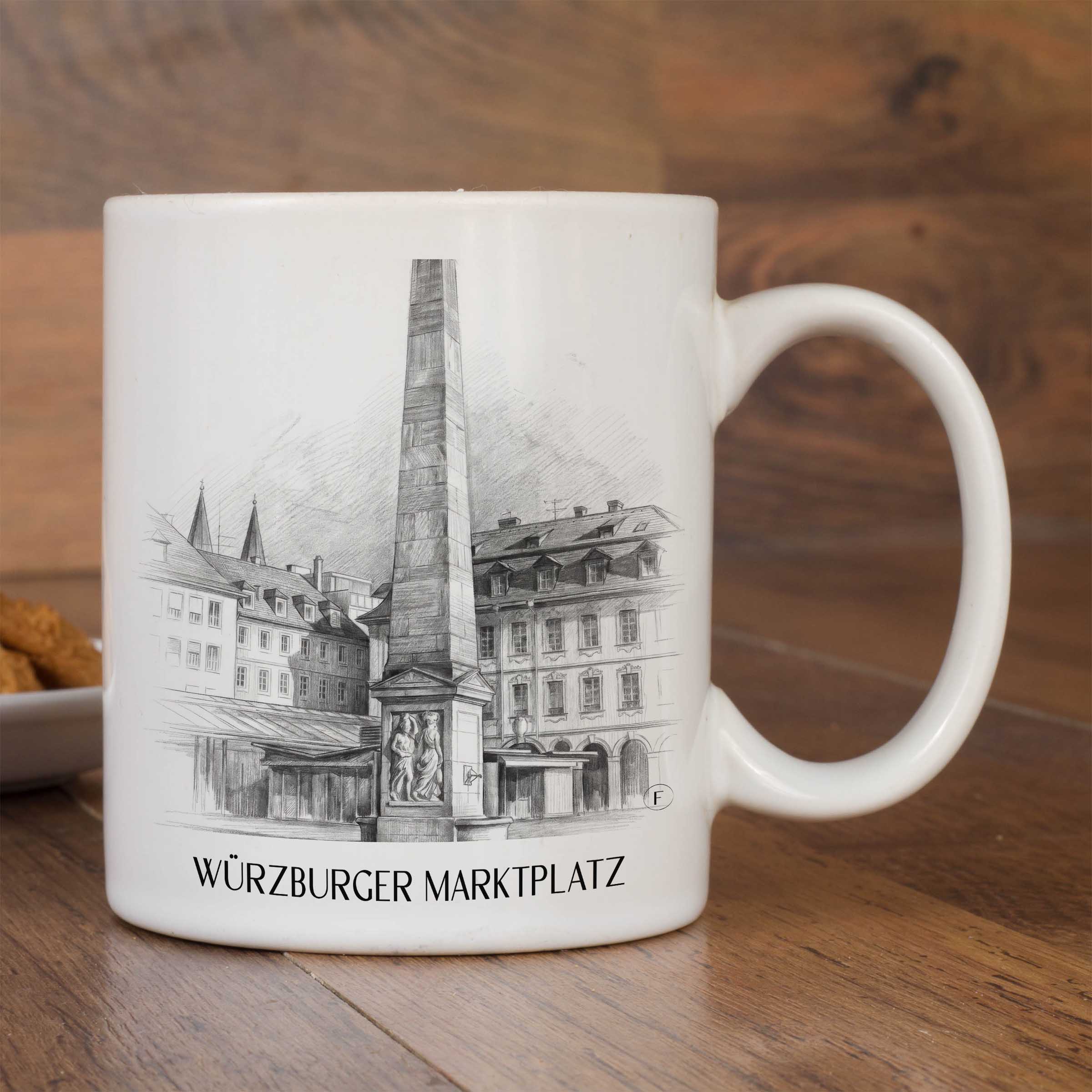marktplatz-würzburg-deutschland-kaffeebecher-bleistift-zeichnung-drawing