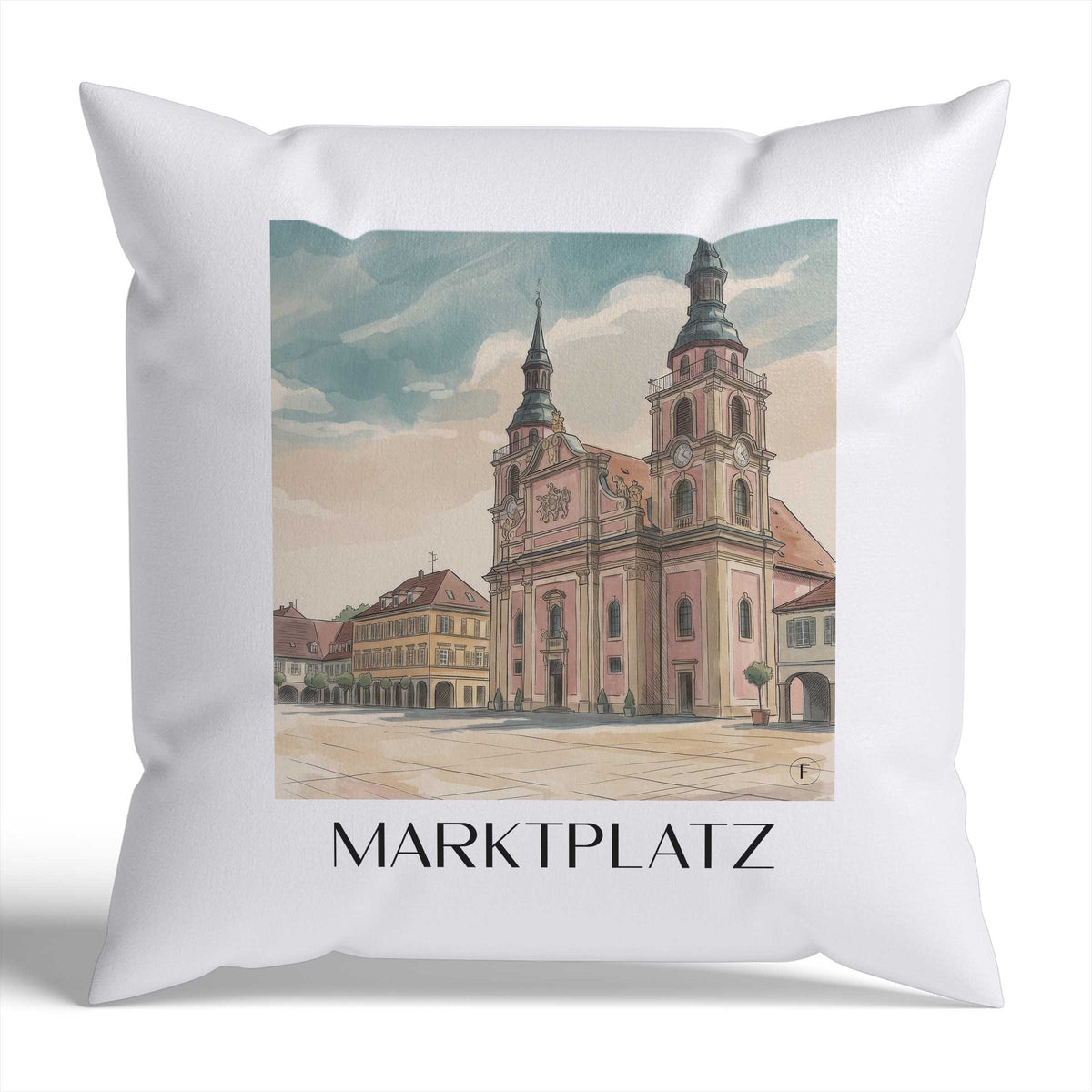 marktplatz-ludwigsburg-deutschland-kissenbezug-aquarell