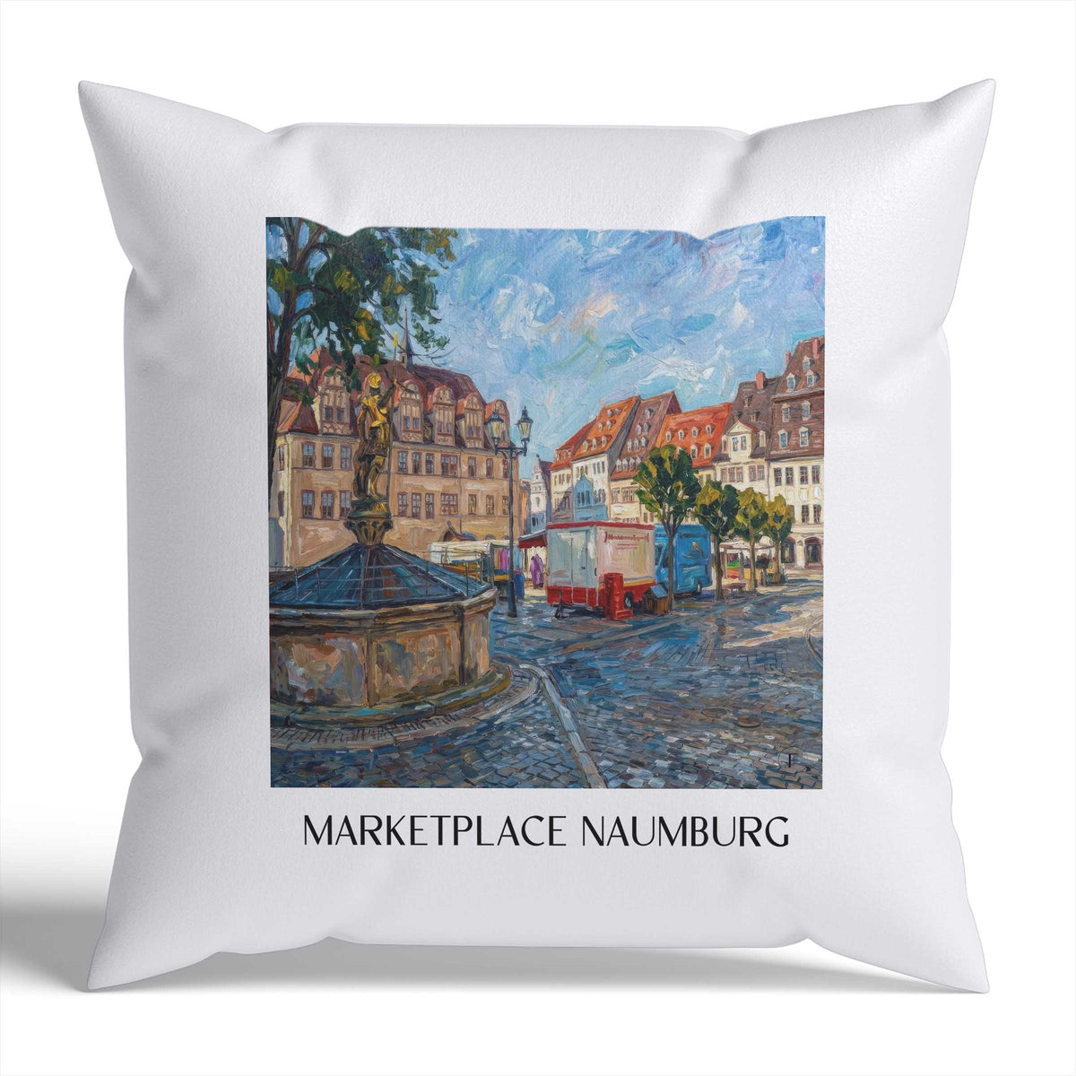 Marktplatz Kissenhülle - Zierkissen Bezug - Naumburg - Deutschland Kissen bzw. Kissenbezug im Ölgemälde Stil - favplace