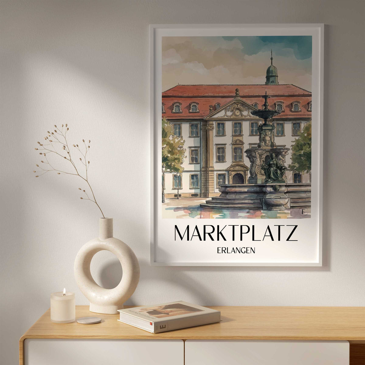 marktplatz-erlangen-deutschland-poster-aquarell