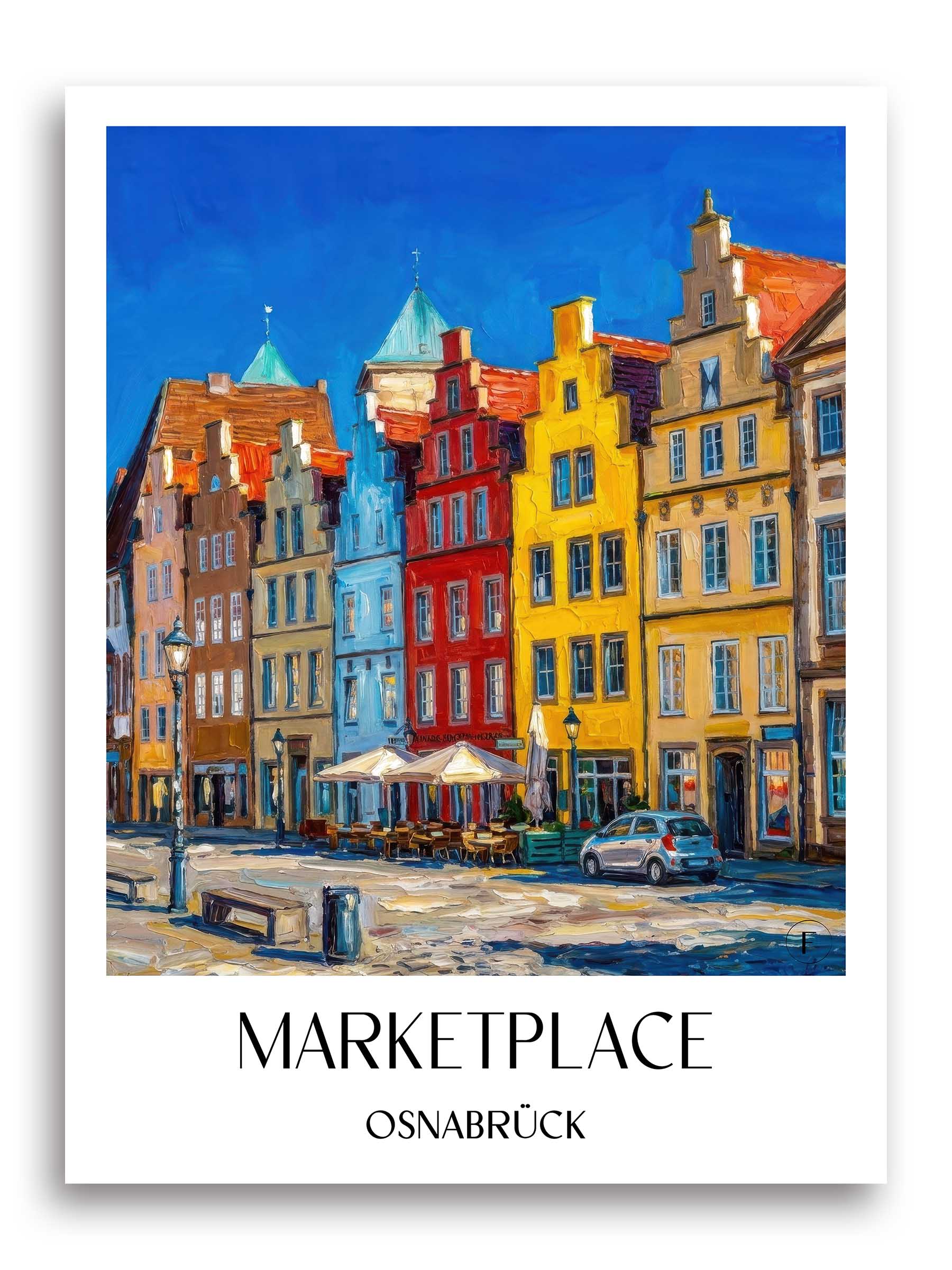 Marktplatz Poster - Osnabrück - Deutschland Kunstdruck - Ölgemälde von A4 bis A1 - favplace