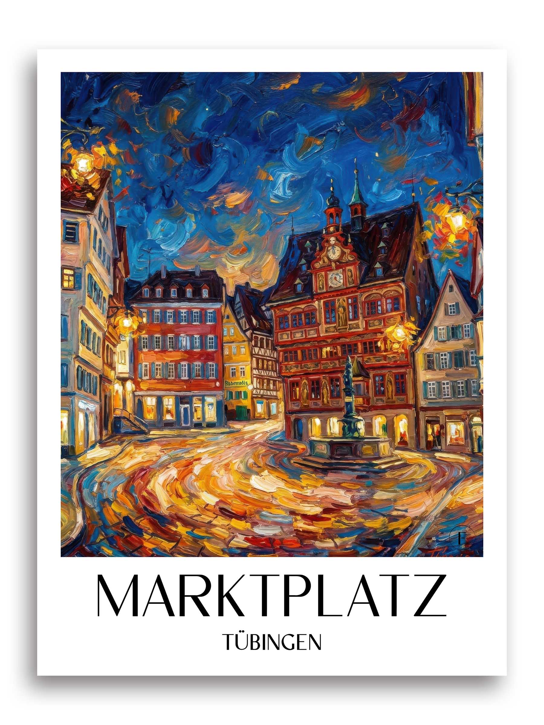 marktplatz-tübingen-deutschland-poster-oil-painting-oelgemaelde