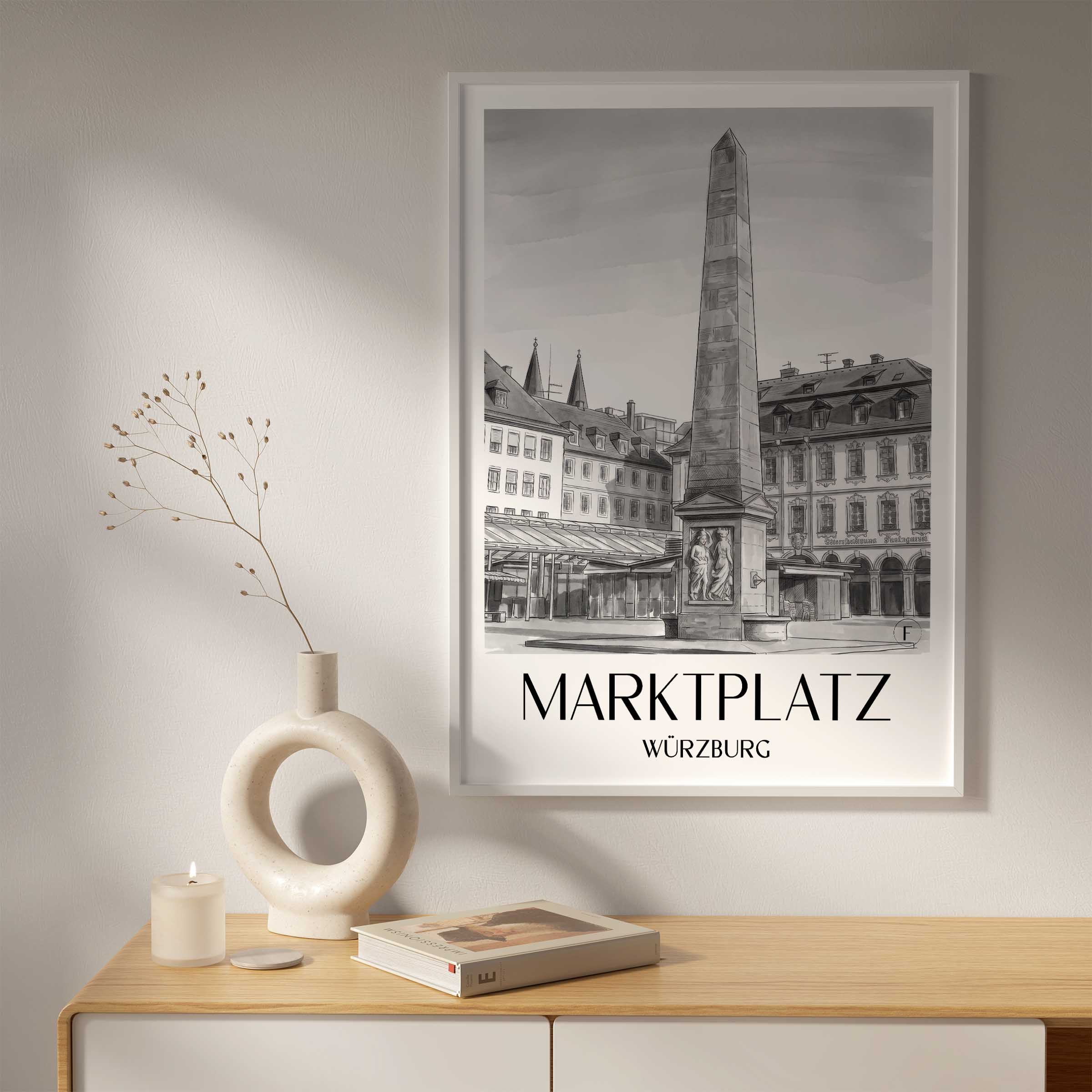 marktplatz-würzburg-deutschland-poster-aquarell-schwarz-weiss