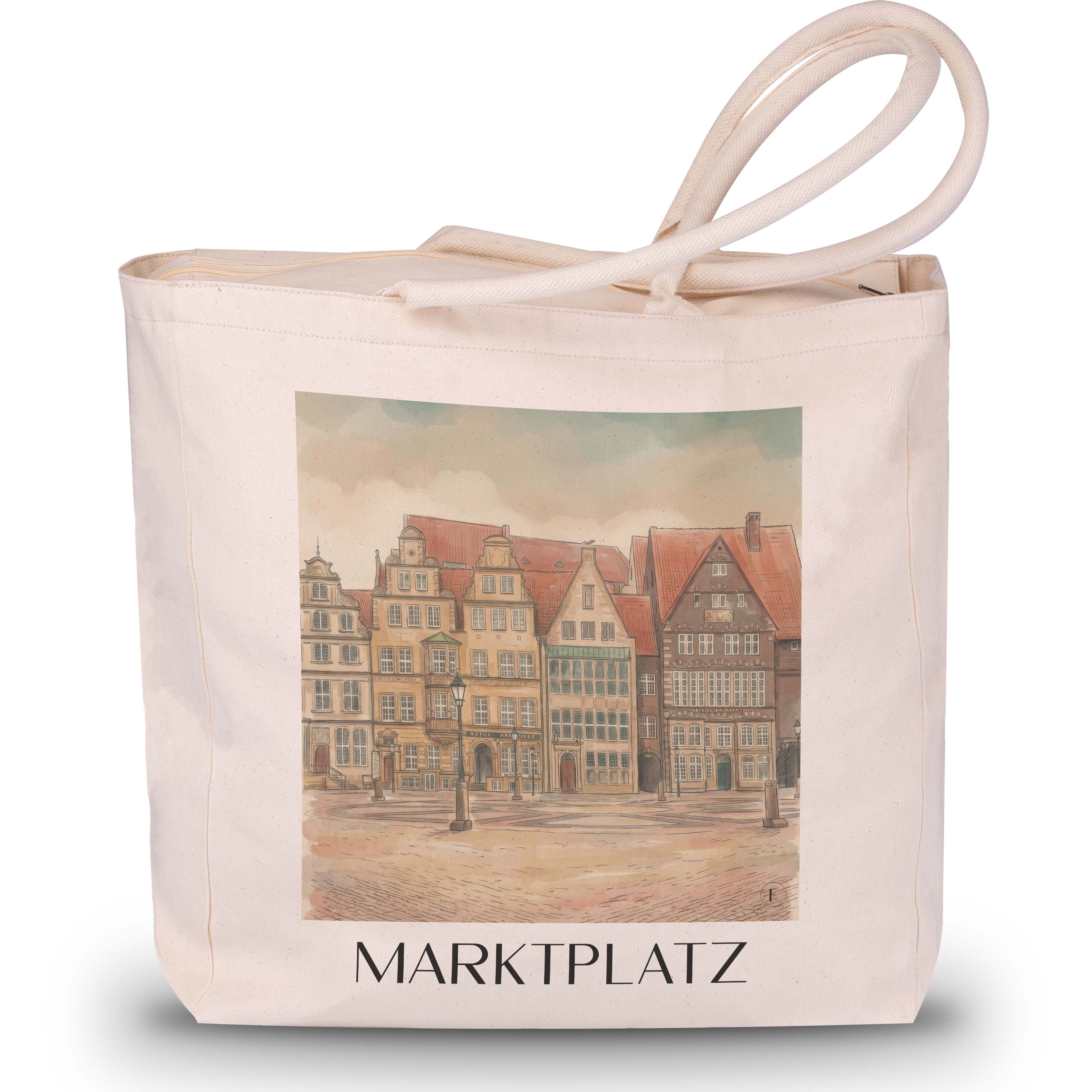 marktplatz-bremen-deutschland-einkaufstasche-aquarell