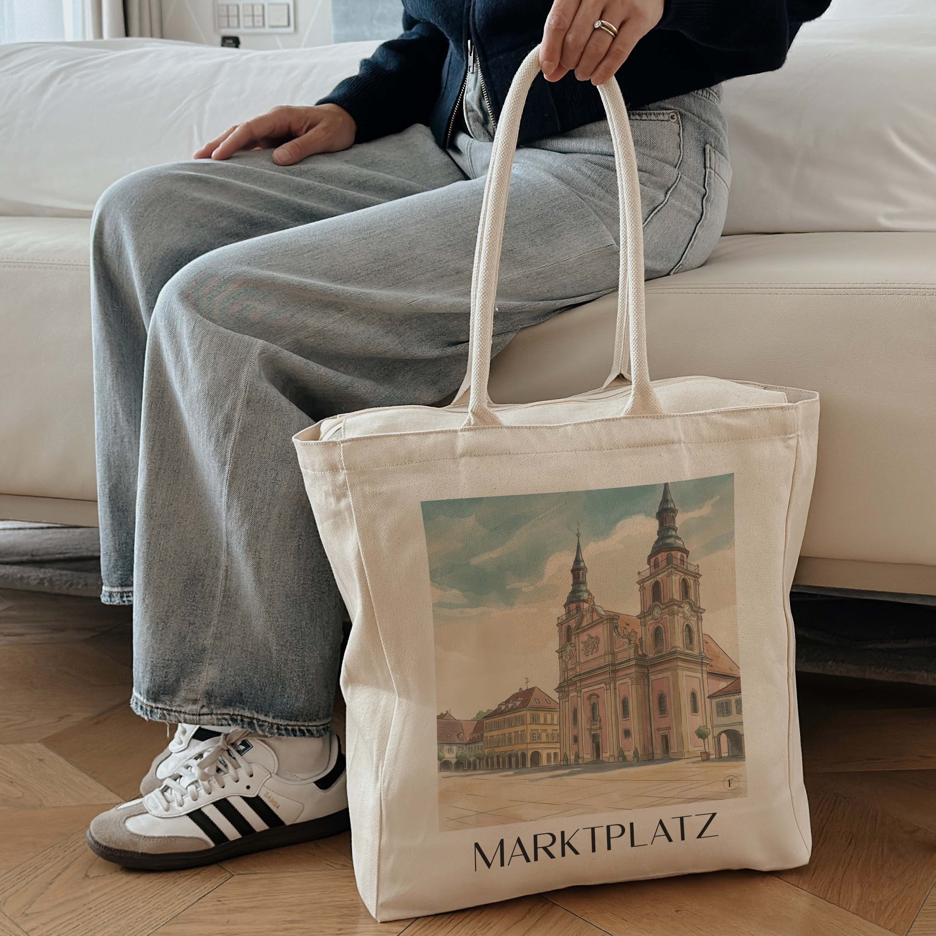 marktplatz-ludwigsburg-deutschland-einkaufstasche-aquarell