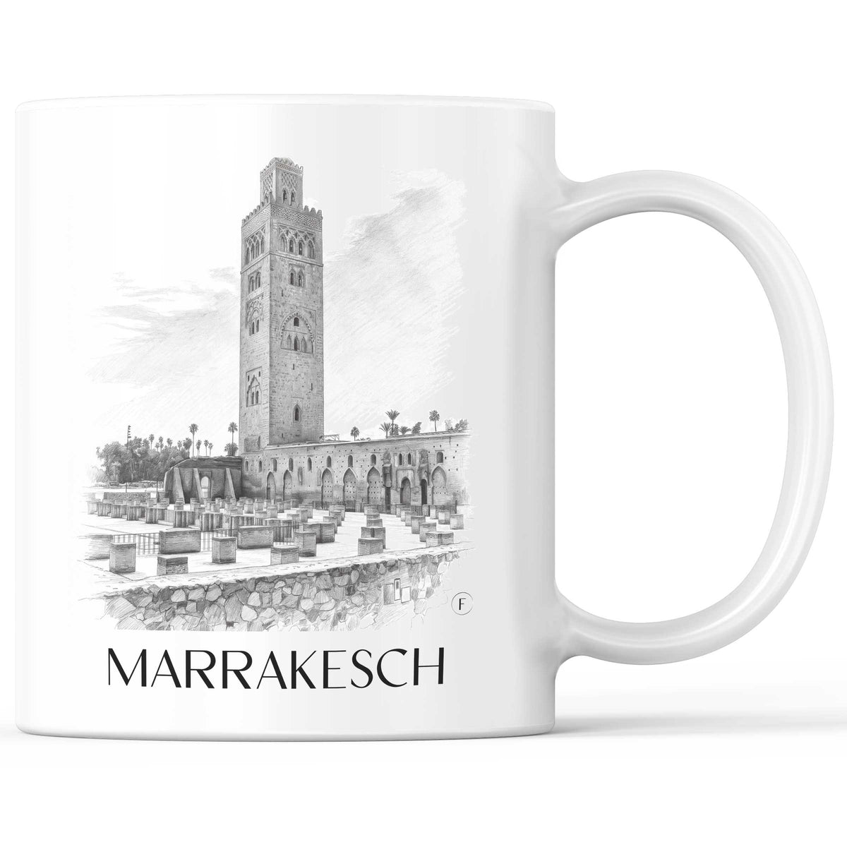 Marrakesch - Marokko Becher - Kaffeetasse im Zeichnung Stil - favplace
