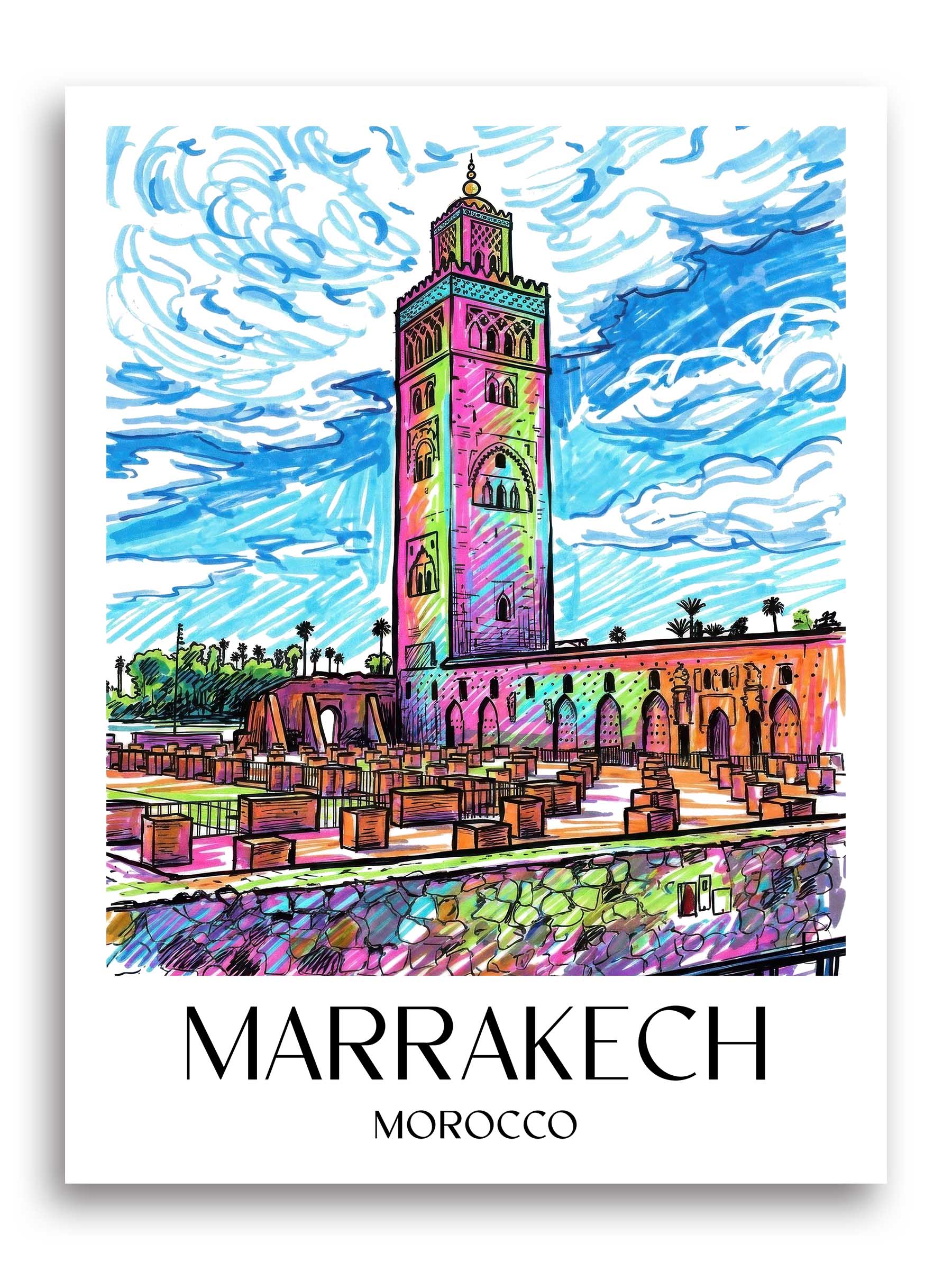 Marrakesch Poster - - Marokko Kunstdruck - Tag Graffiti von A4 bis A1 - favplace