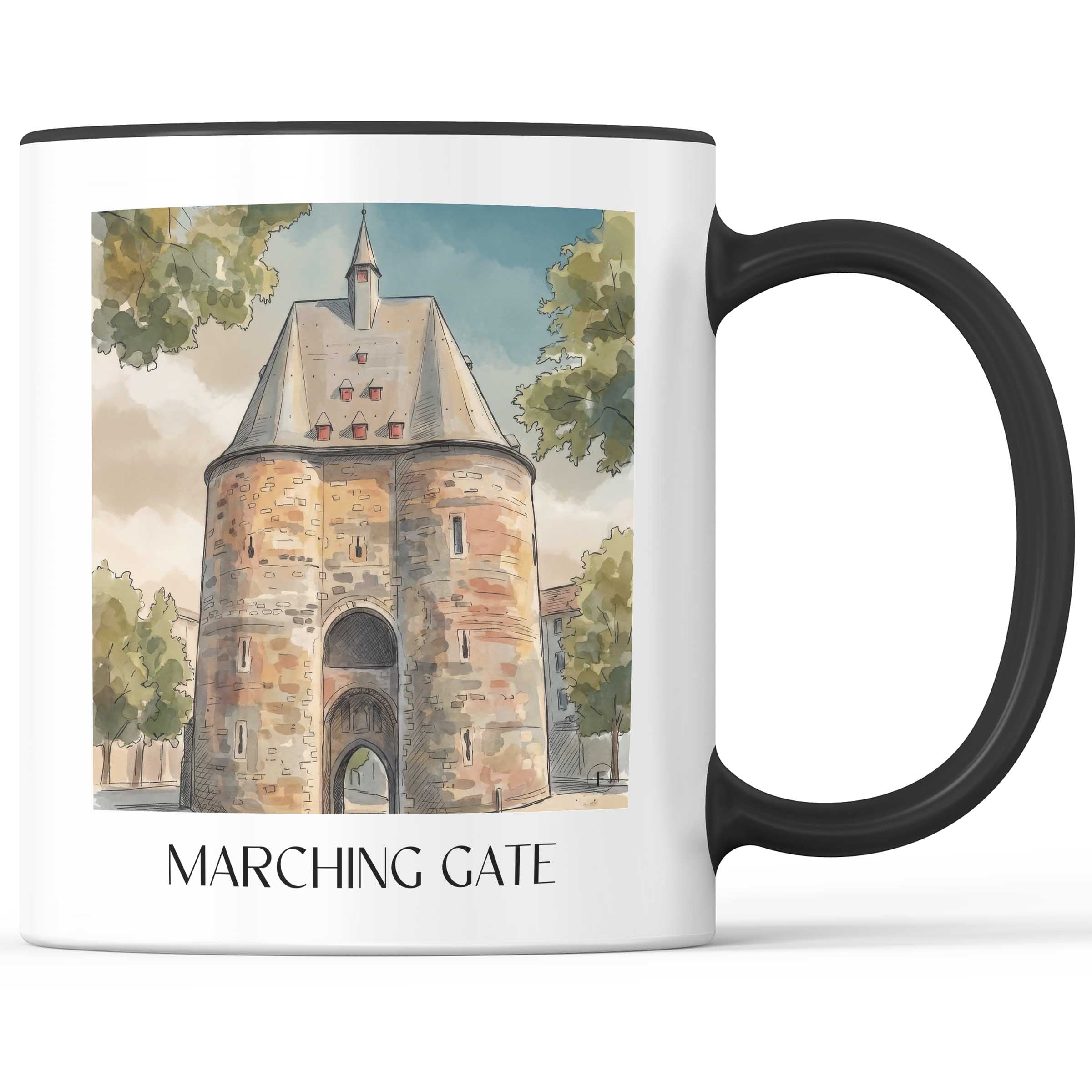 Marschiertor Kaffeebecher - Aachen - Deutschland Becher - Kaffeetasse im Aquarell Stil - favplace
