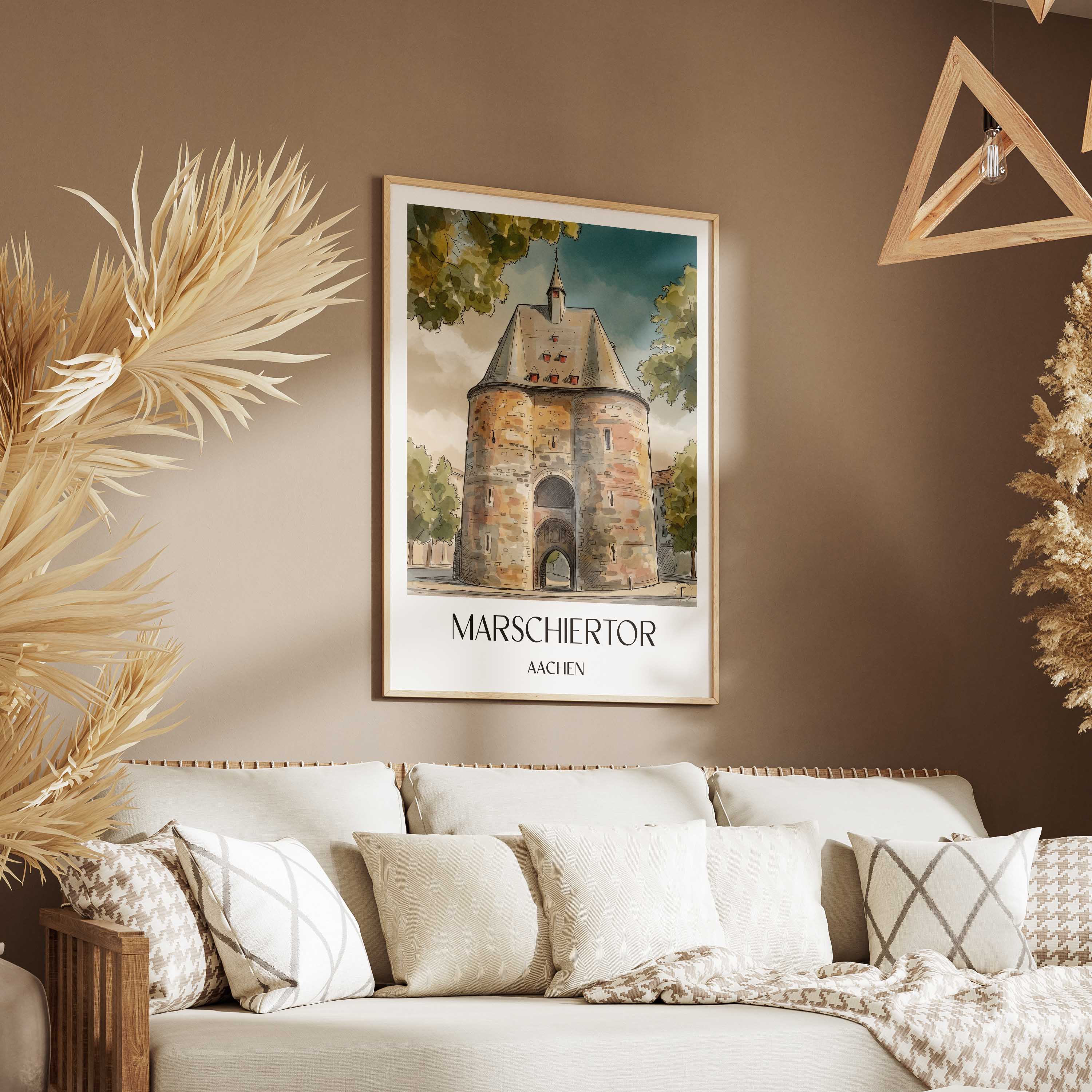marschiertor-aachen-deutschland-poster-aquarell