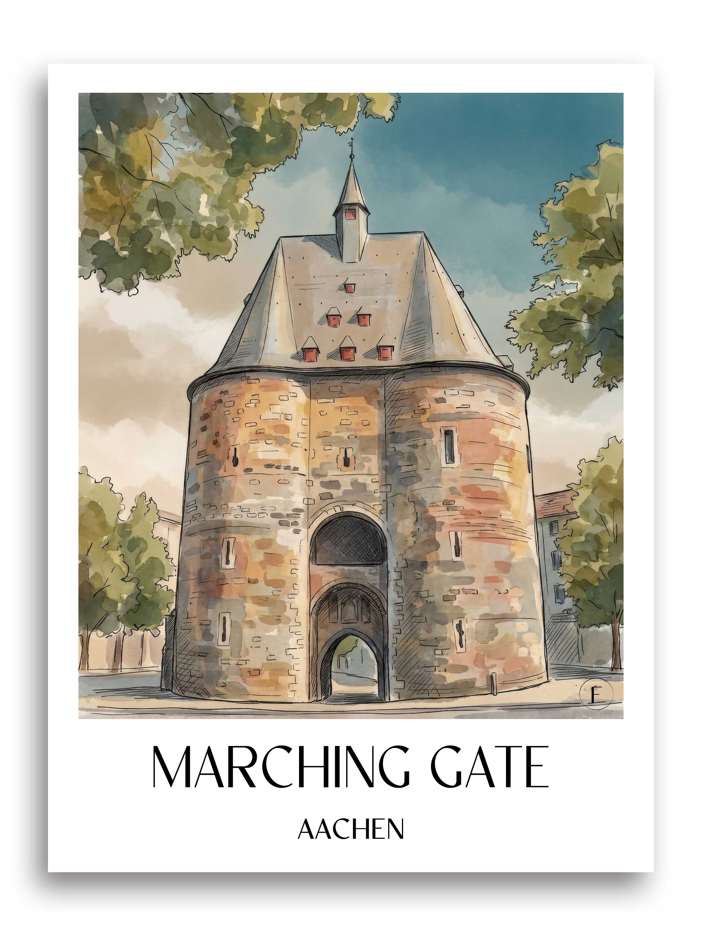 Marschiertor Poster - Aachen - Deutschland Kunstdruck - Aquarell von A4 bis A1 - favplace