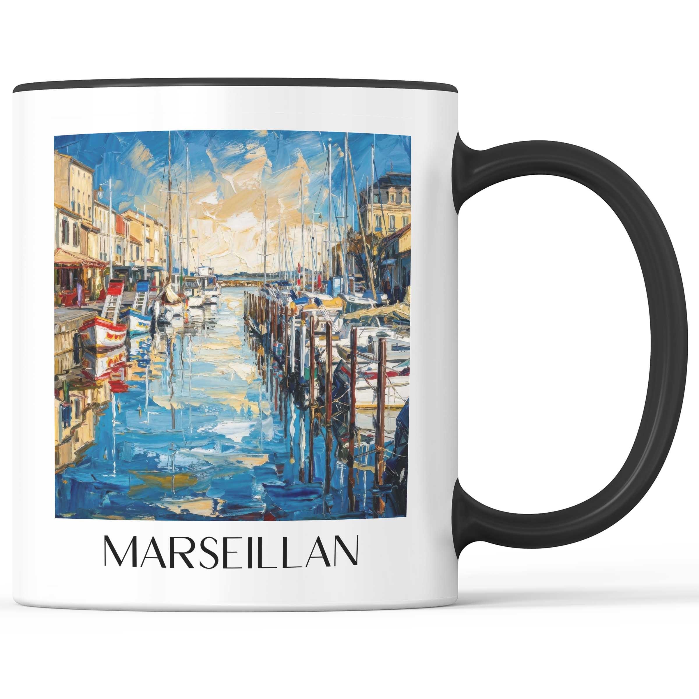 Marseillan Kaffeebecher - Bassin de Thau - Frankreich Becher - Kaffeetasse im Ölgemälde Stil - favplace