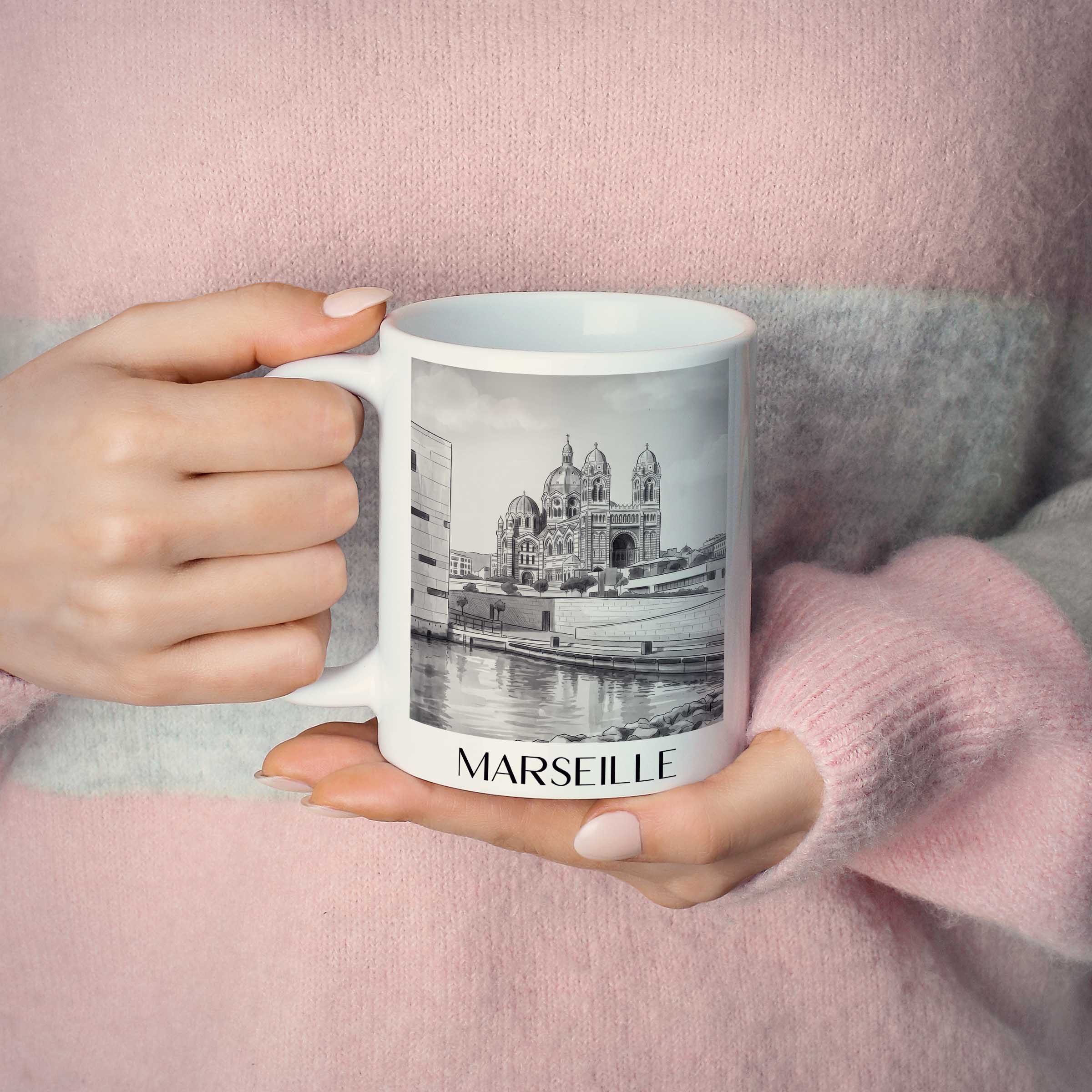 marseille-frankreich-kaffeebecher-aquarell-schwarz-weiss